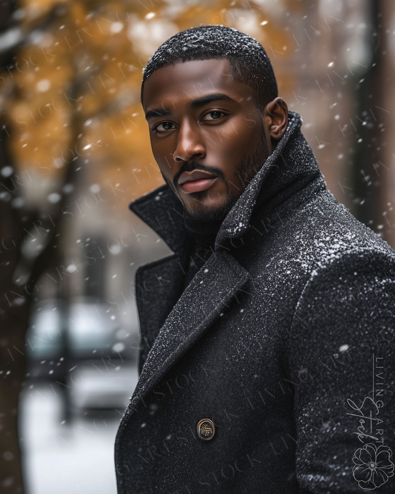 Black Man Wearing Charcoal Grey Wool Winter Coat Outdoors During ...