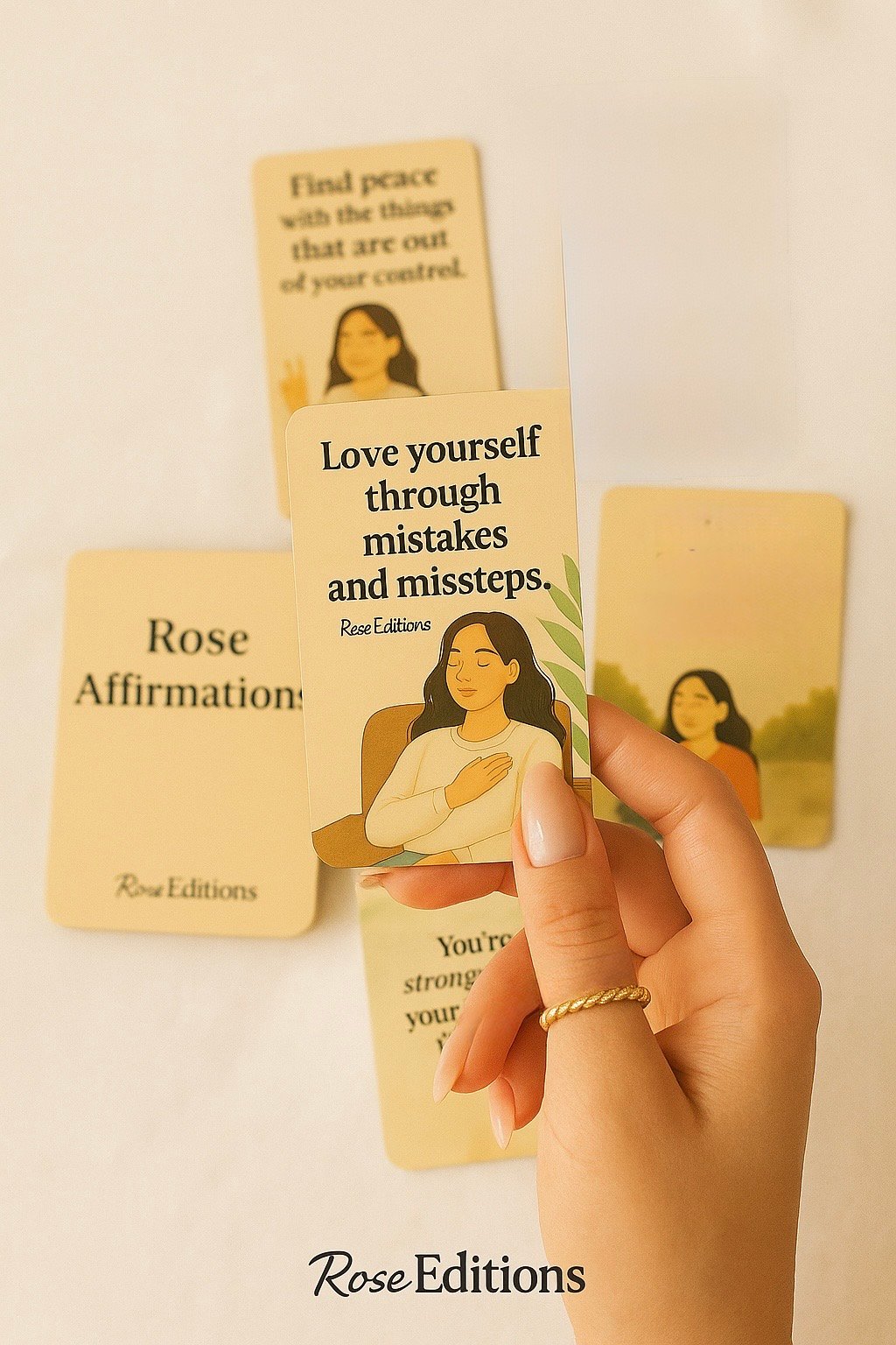 store product block Rose Affirmation Cards – Printable Tarot-Style Deck | Self Love, Healing & Positive Mindset | Digital Download | Positive Quote poster
