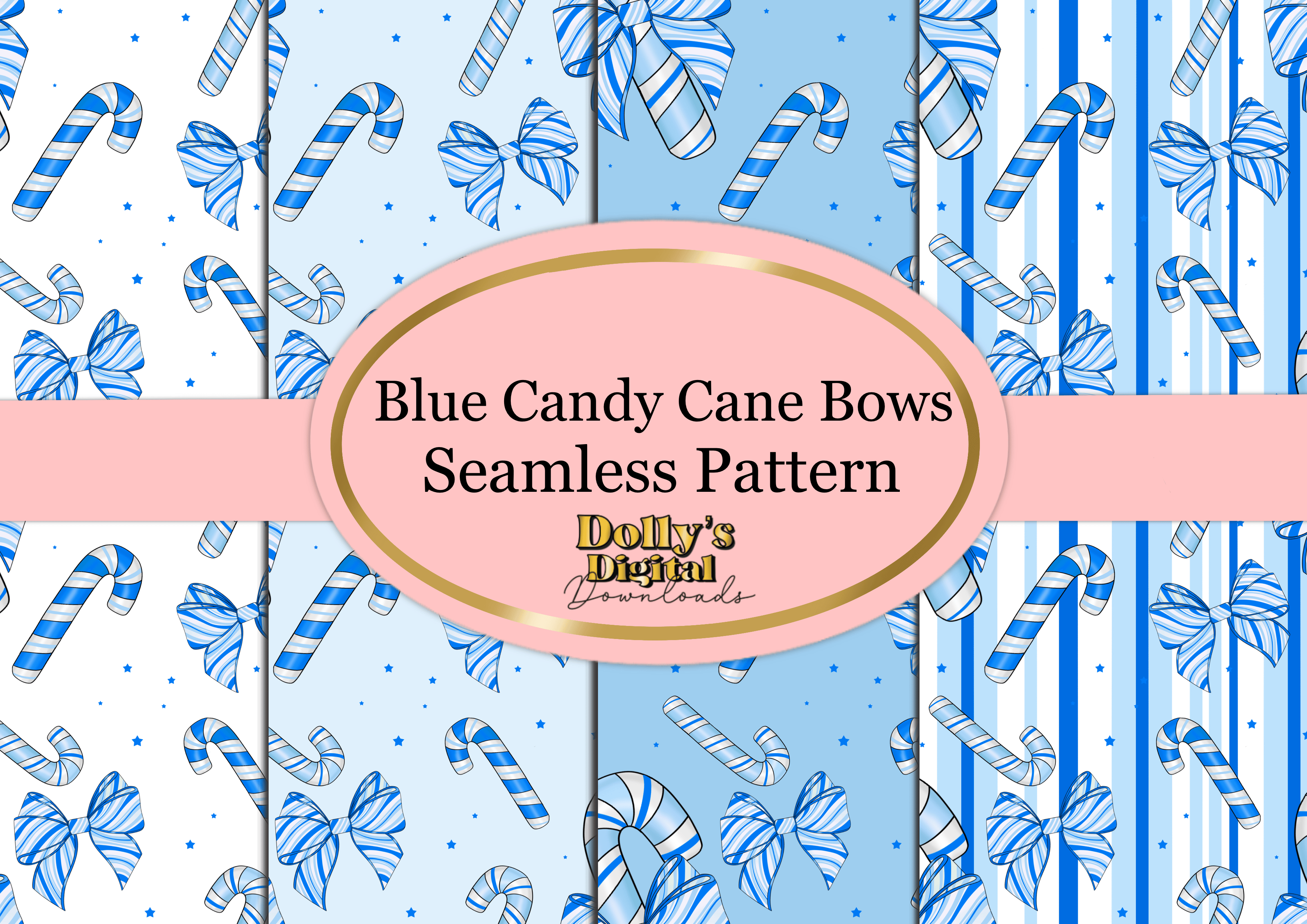 Blue Candy Cane Bow Seamless Patterns - Payhip