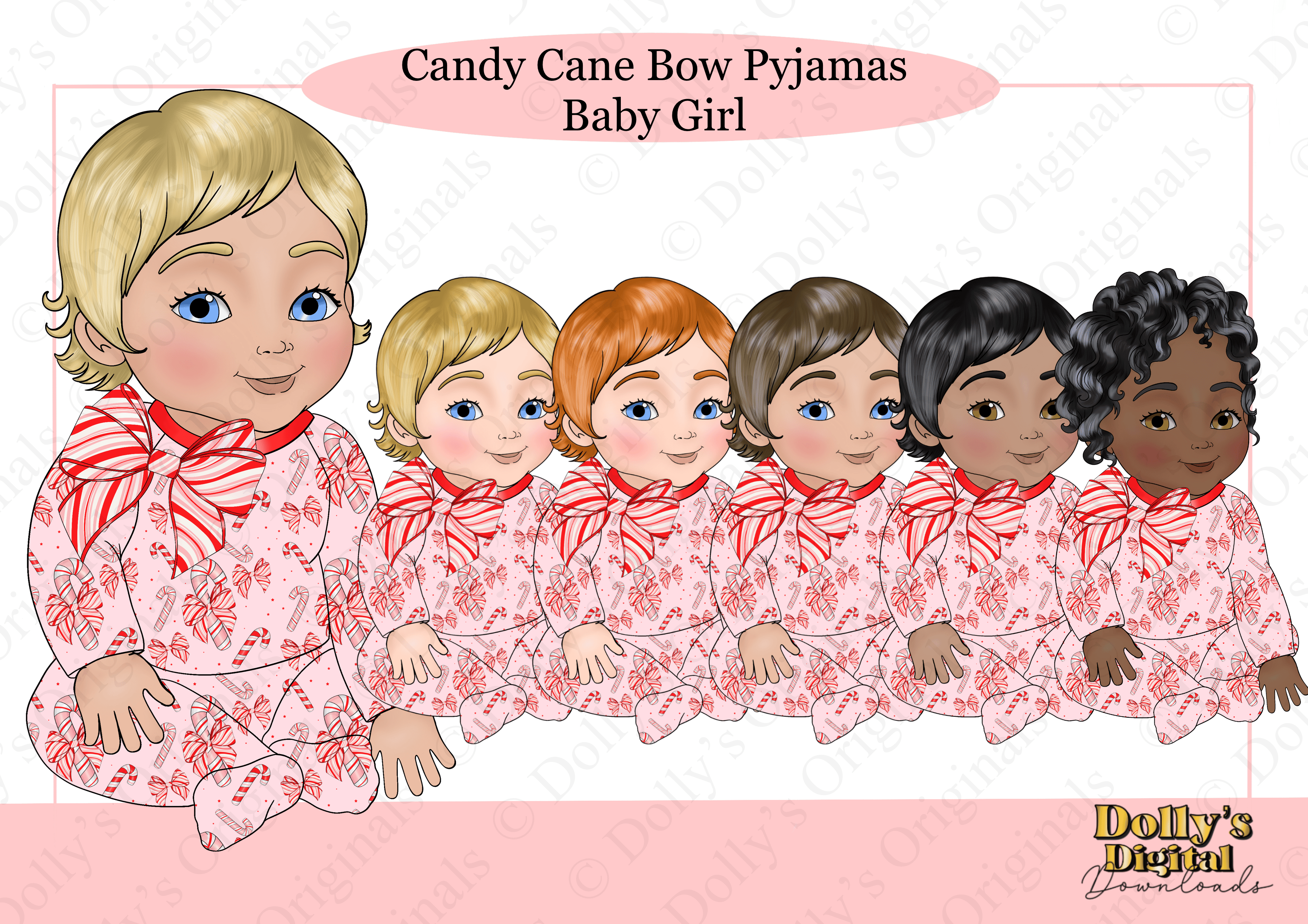 Candy Cane Bows Pyjamas Baby Girl - Payhip