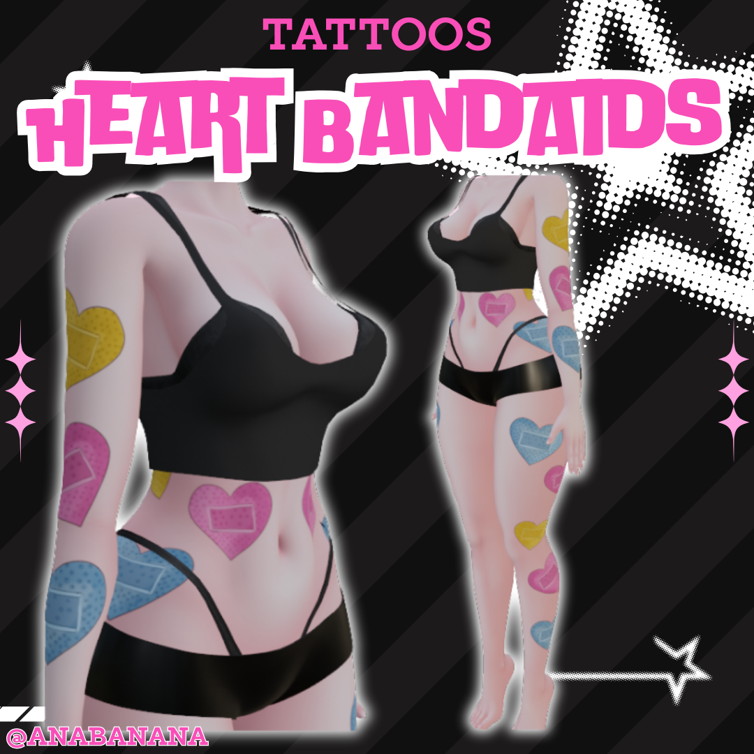 🩹 Heart Bandaids Tatts | Vrbase Egirl