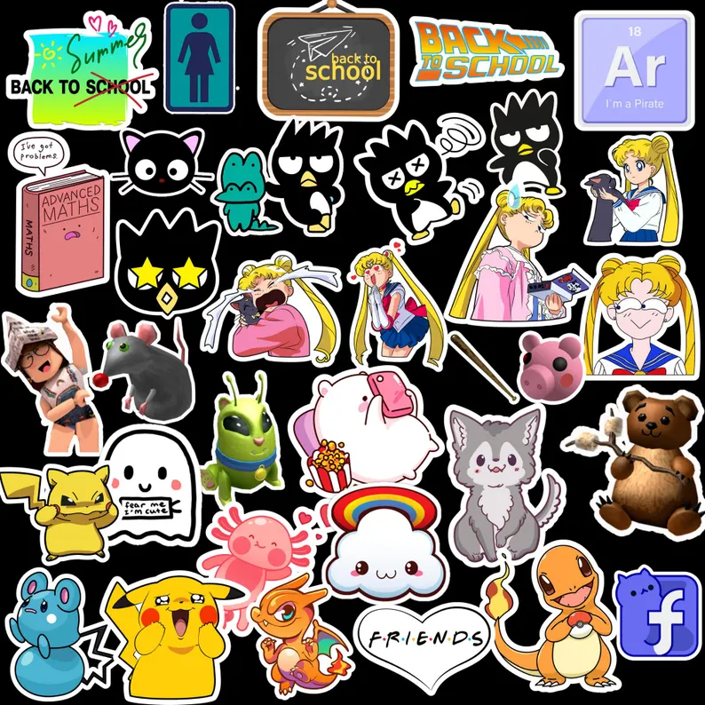 sticker bundle png designs paquete de pegatinas diseños vector png full color anime kawaii