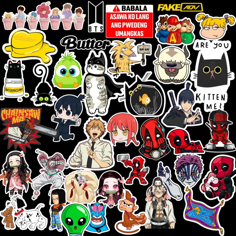 sticker bundle png designs paquete de pegatinas diseños vector png full color anime kawaii