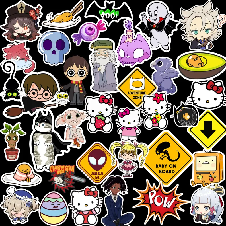 sticker bundle png designs paquete de pegatinas diseños vector png full color anime kawaii