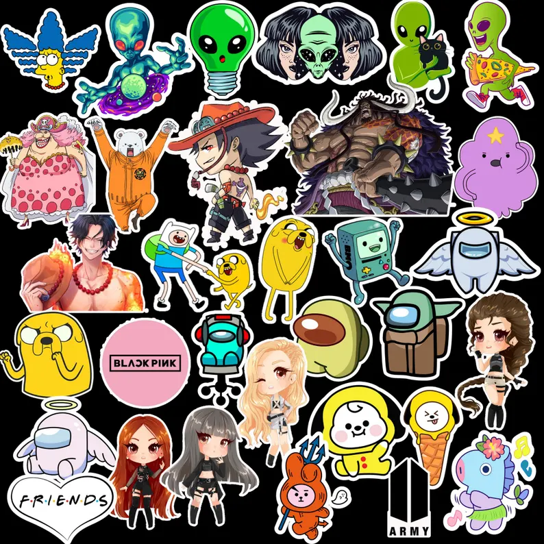 sticker bundle png designs paquete de pegatinas diseños vector png full color anime kawaii