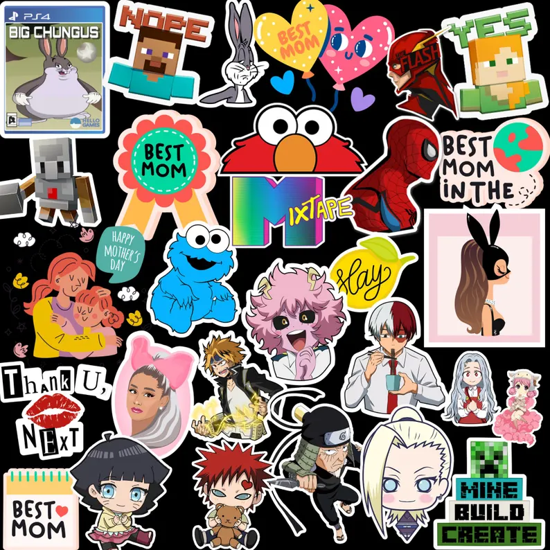 sticker bundle png designs paquete de pegatinas diseños vector png full color anime kawaii