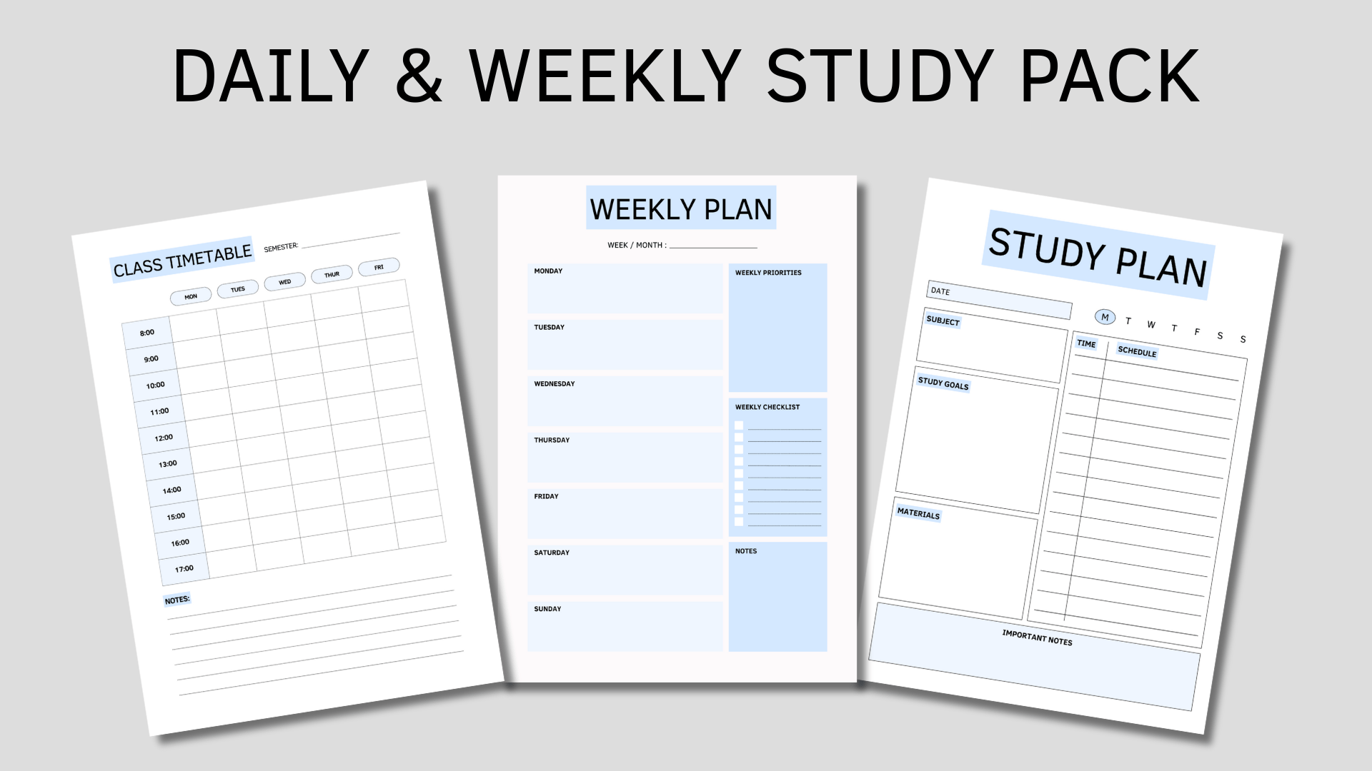 Daily & Weekly Study Planner Bundle | Printable PDF - Payhip