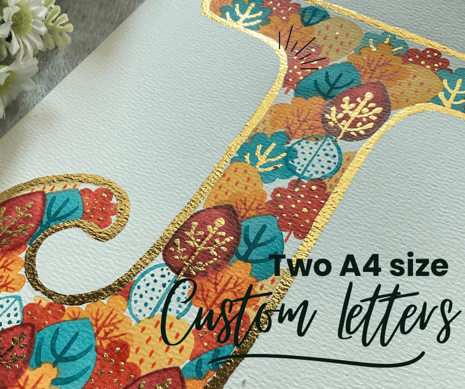 Two Custom letters together, A4 size, Let me know your colors and ...