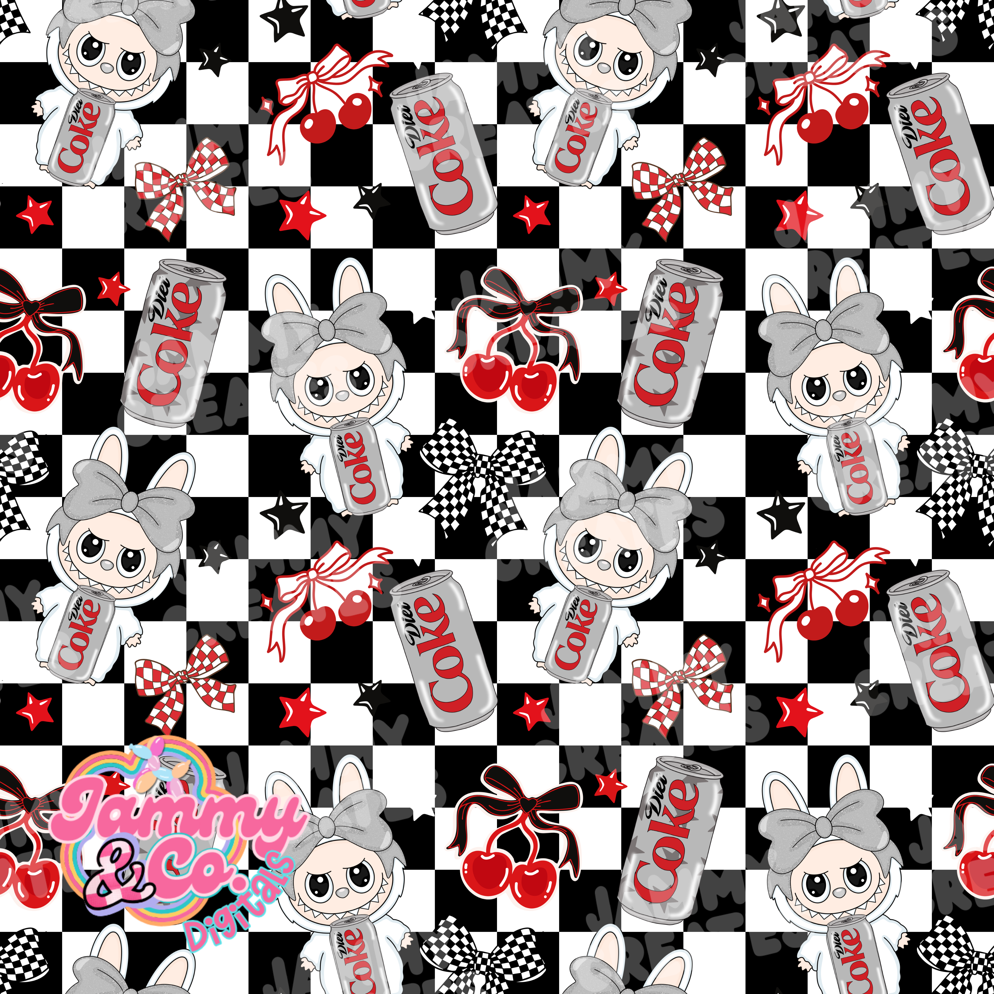 Labubu Seem Less Pattern Design Diet Coke Labubu Seamless - Payhip