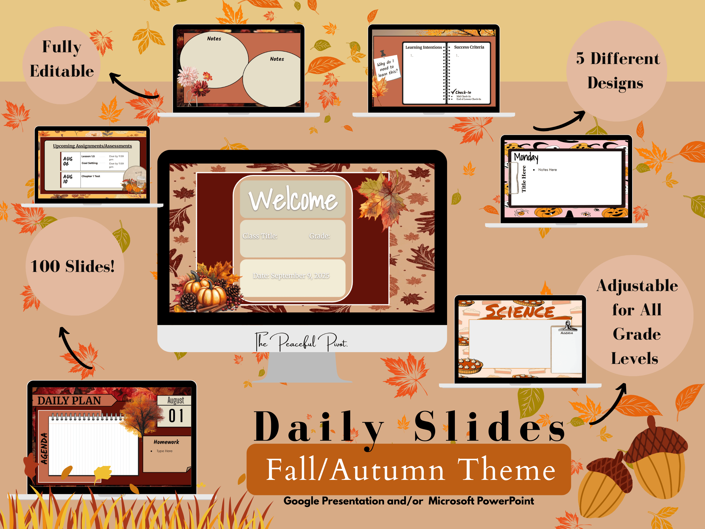 Fall/Autumn Theme - Daily Slides (Google) - Payhip