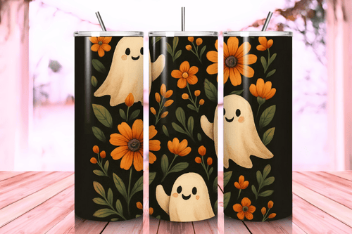 Cute Ghost 20oz Skinny Tumbler Wrap PNG – Sublimation Design with ...