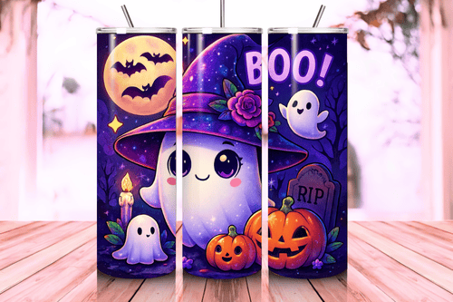 Halloween Ghost Tumbler Wrap PNG – 20oz Skinny Sublimation Design with ...