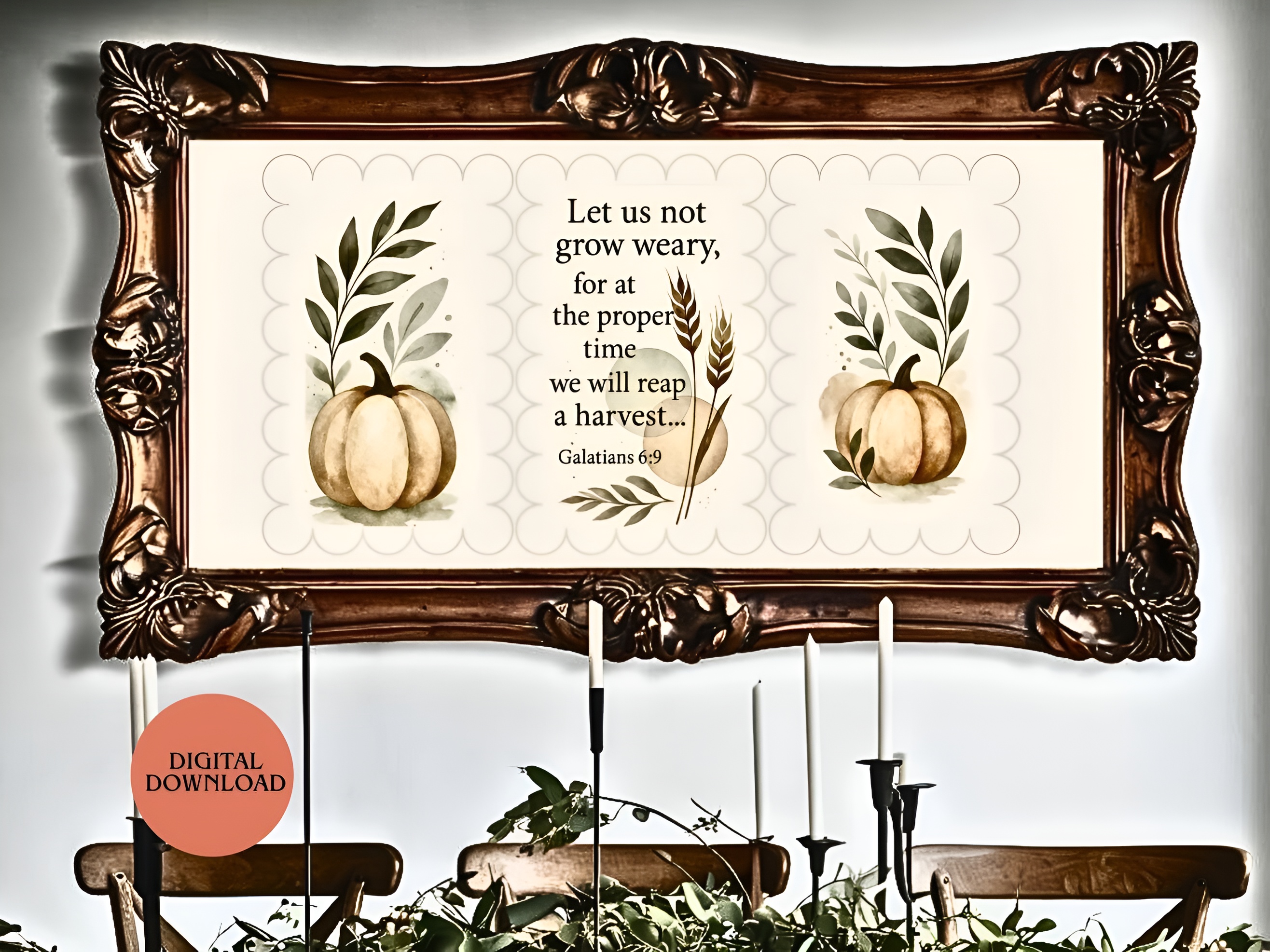 Galatians 6:9 Autumn Wall Art – Boho Pumpkin & Harvest Print, Rustic ...