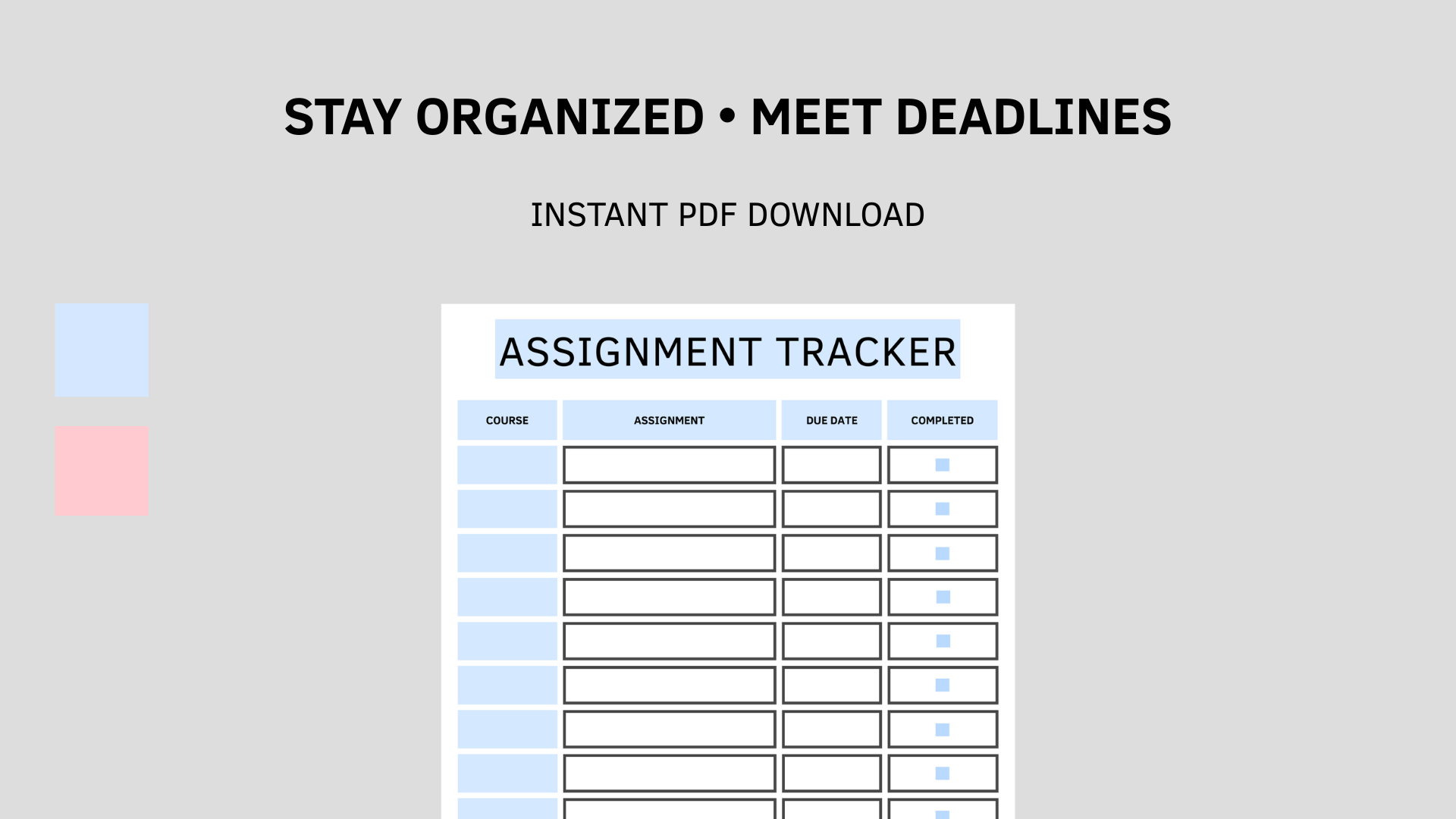 Assignment Tracker | Printable PDF - Payhip
