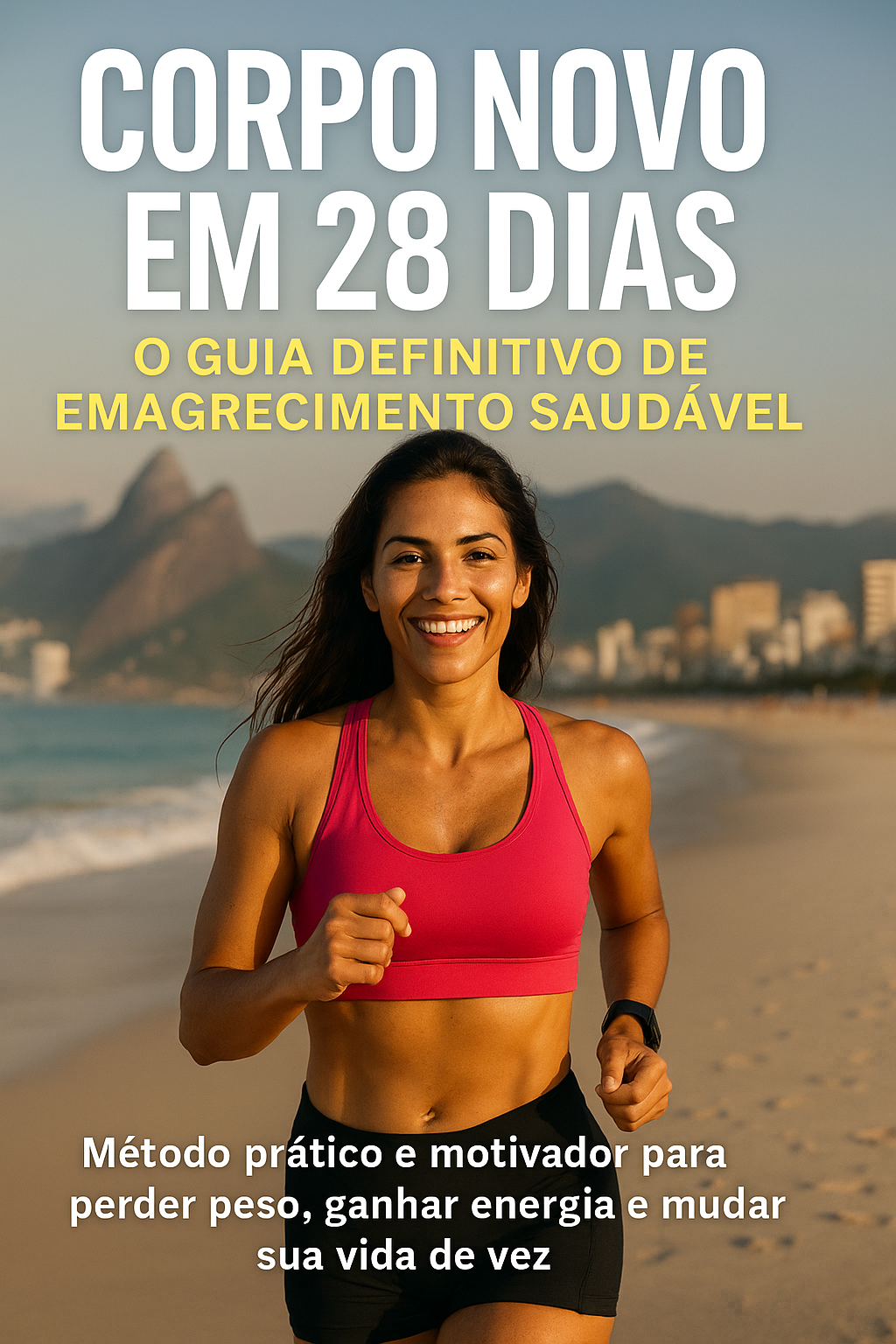 Pessoa praticando atividade física leve ao ar livre; conceito de “corpo novo” com energia e leveza.