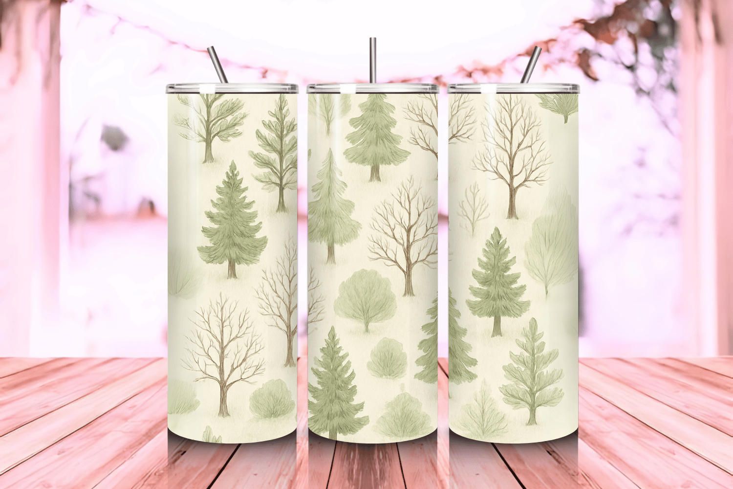 Winter Forest Trees Landscape Tumbler Wrap PNG – 20oz Skinny ...