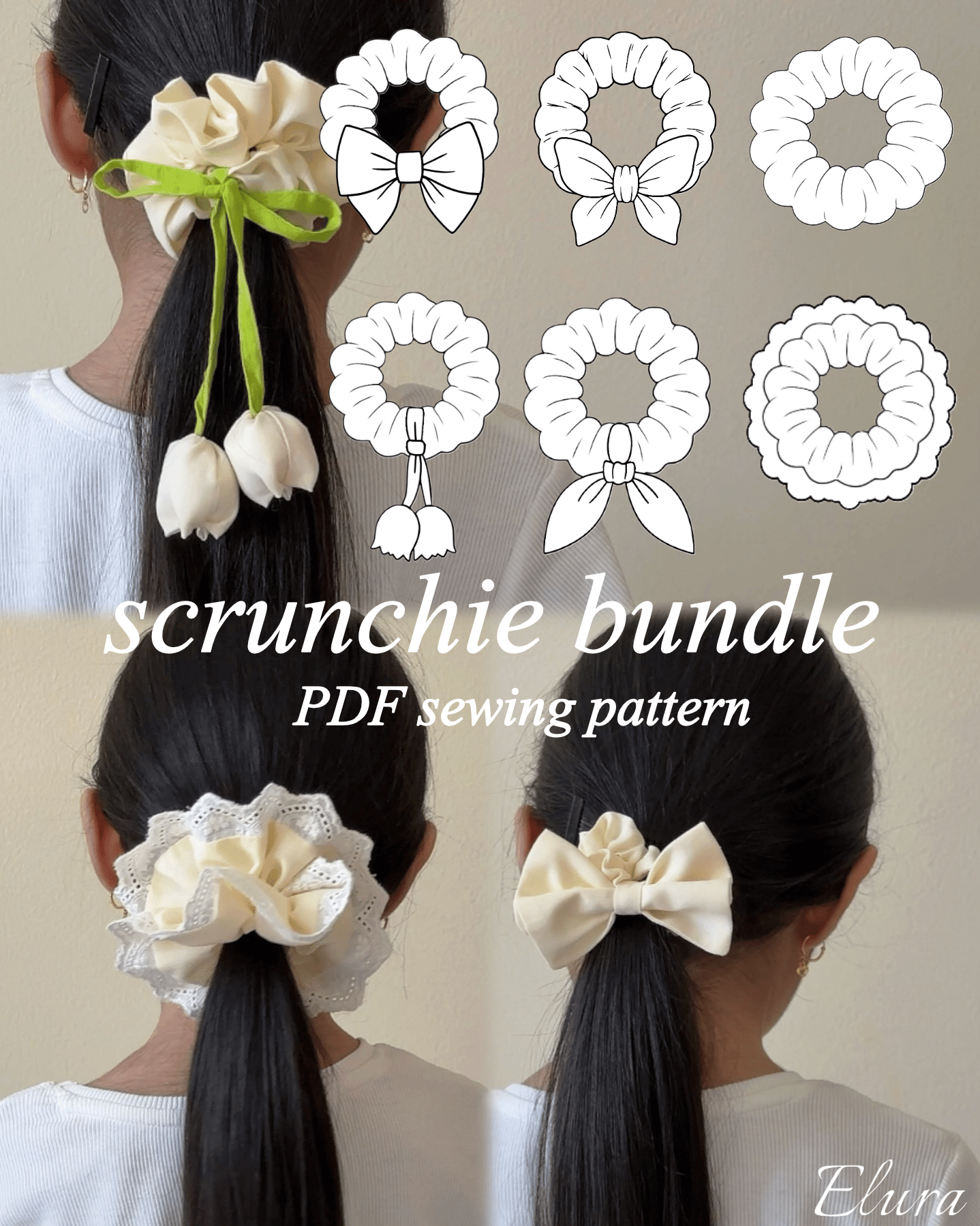 Scrunchie bundle PDF Sewing pattern