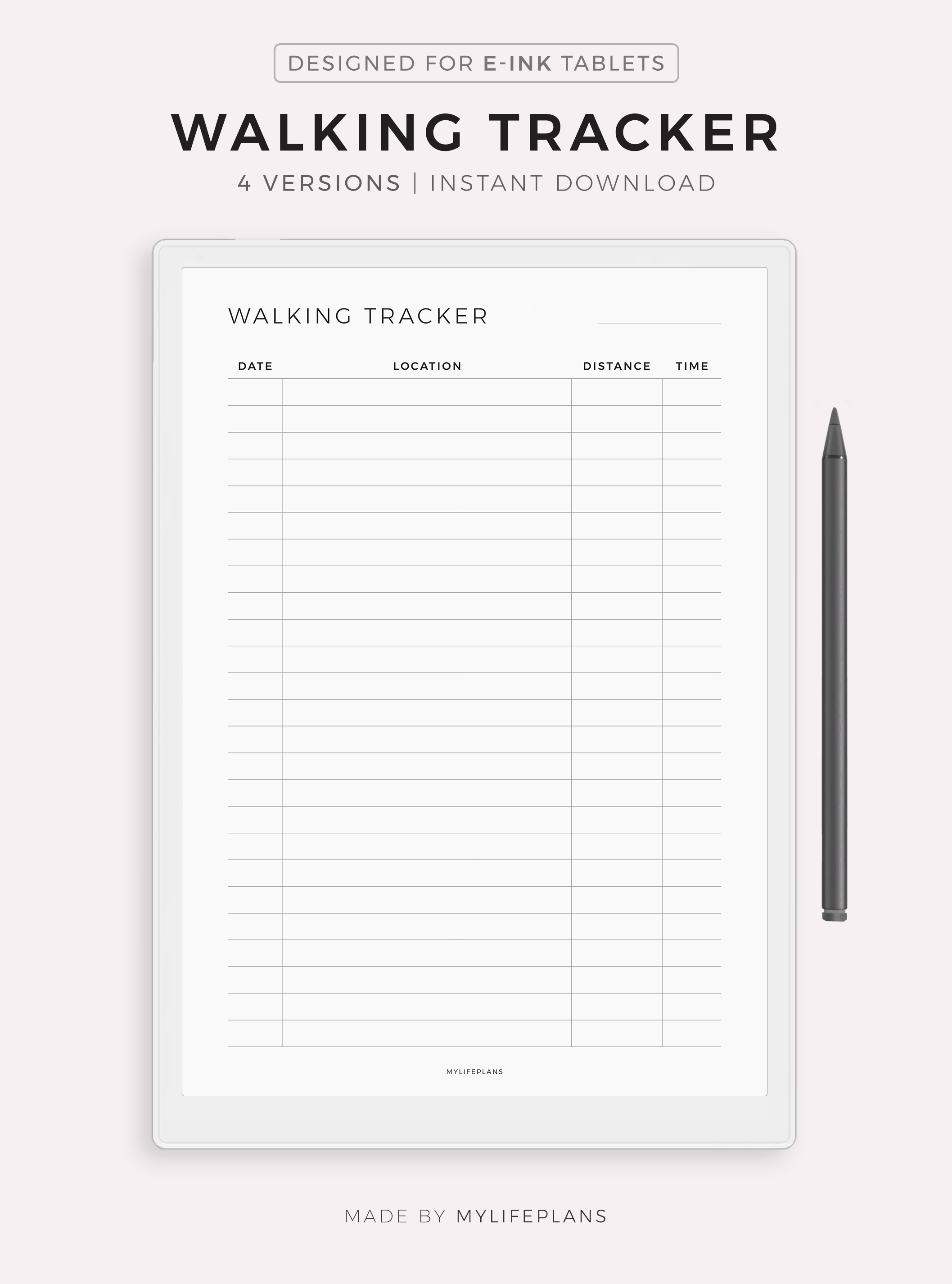 Walking Tracker Template for Remarkable, Supernote, Kindle Scribe, Boox ...