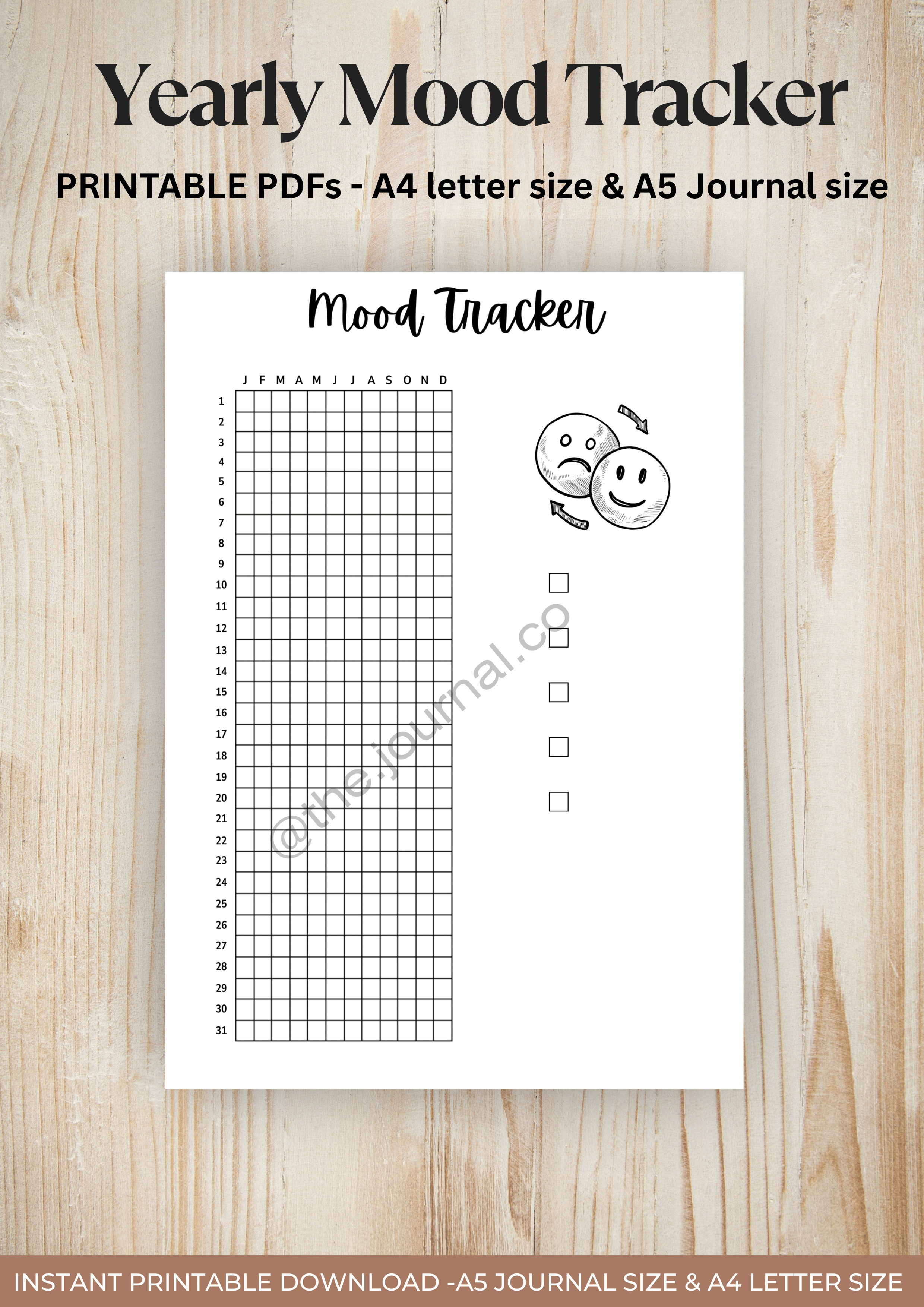 Yearly Mood Tracker - A4 Letter Size & A5 Journal Size - Payhip