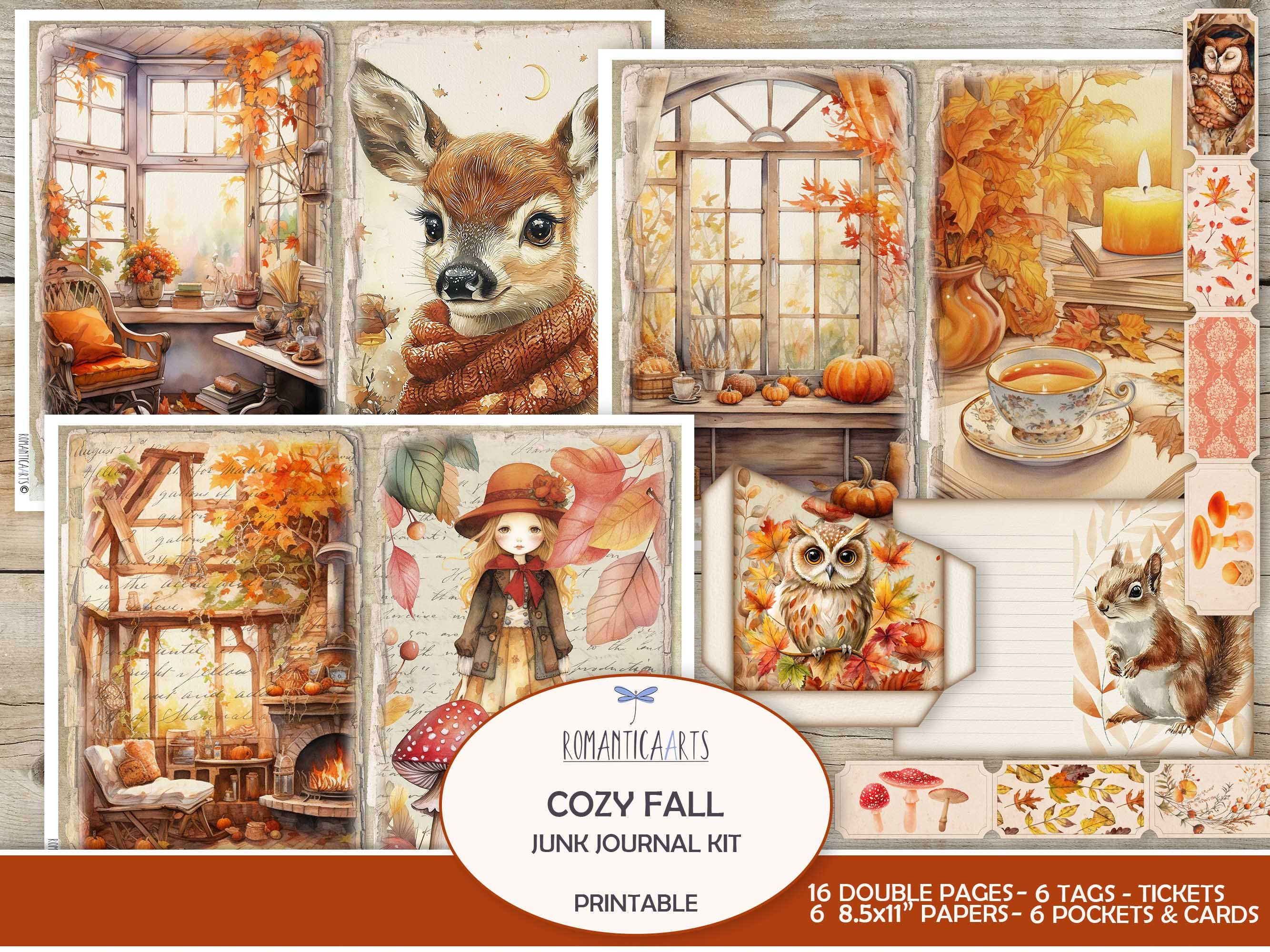 Cozy Fall Junk Journal Kit – Vintage Cottage Autumn Printables