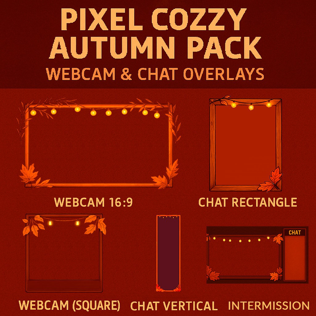 Pixel Cozy Autumn Stream Pack – Animated Screens, Overlays, Panels ...