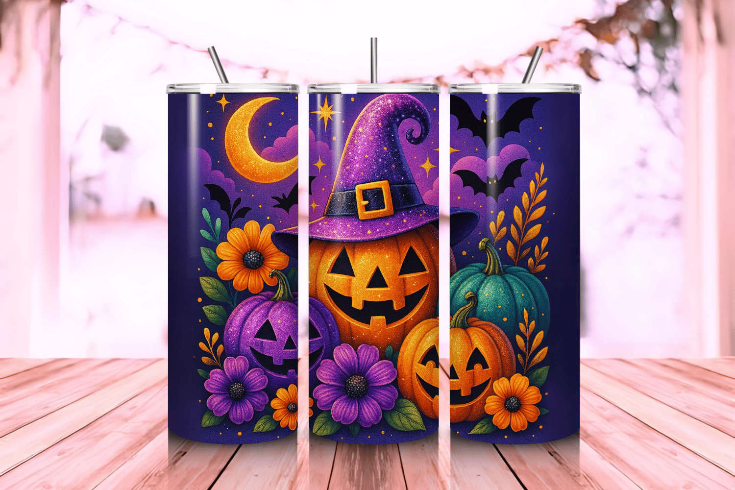 Pastel Halloween Tumbler Wrap PNG – 20oz Skinny Sublimation Design with ...