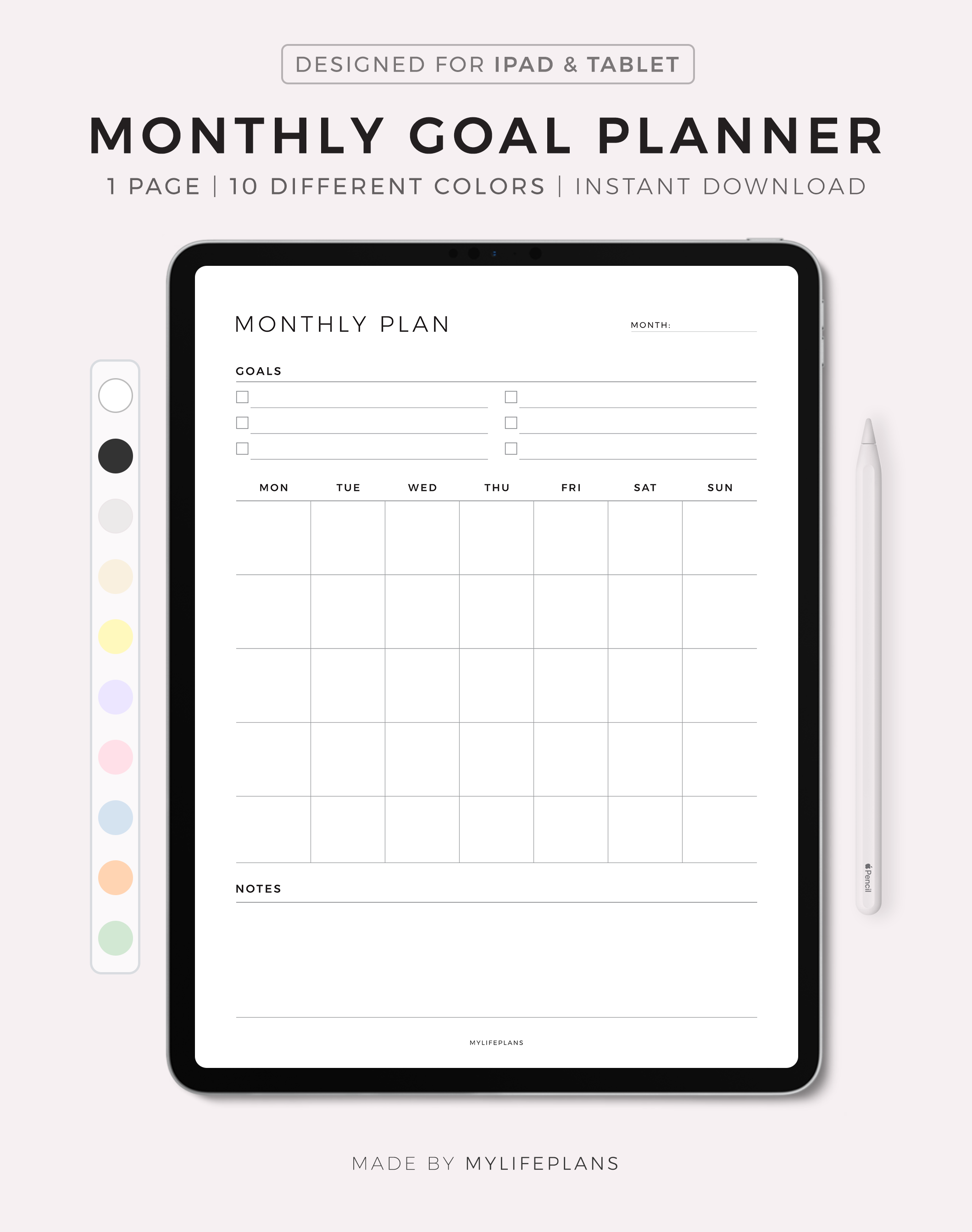 Digital Monthly Goal Planner for Goodnotes, Notability, Ipad - Payhip
