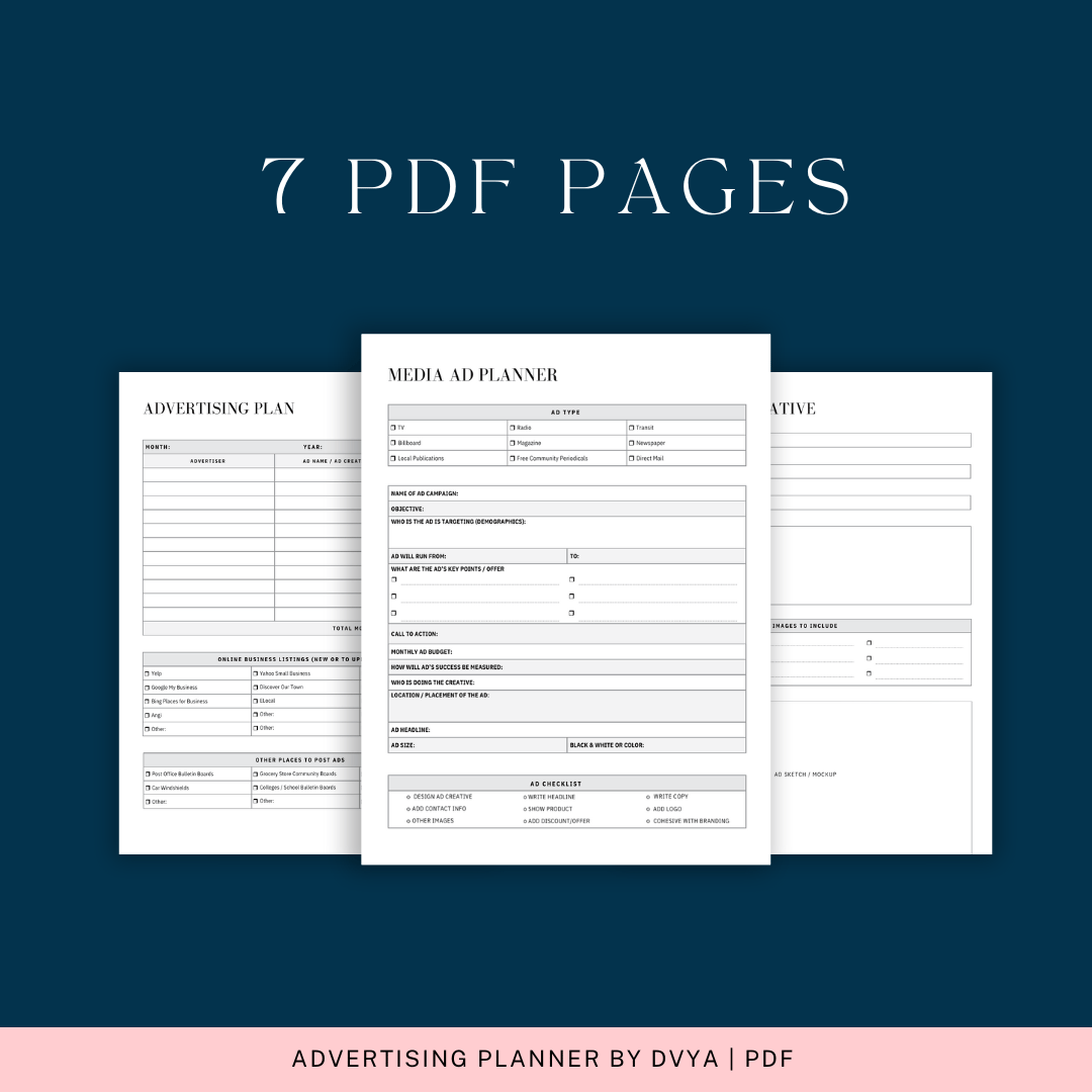 Planner Ad Examples Advertising Planner by DVYA - Payhip