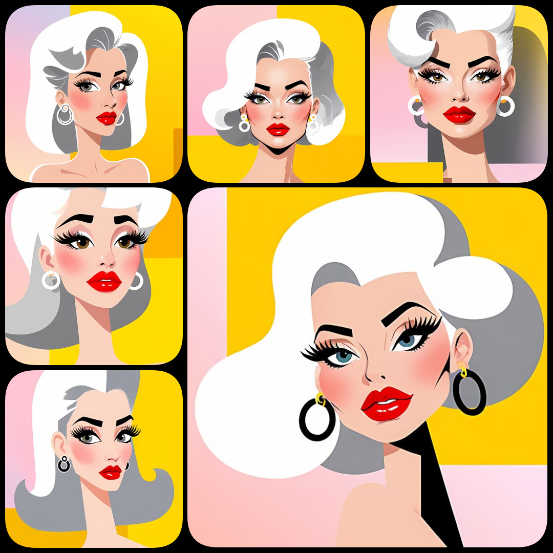 yellow PNG clipart, whimsical illustrations bundle, digital art download, birds and bees artwork, illustrated ladies PNG, high resolution digital art, quirky animal illustrations, fashionable character art, yellow background clipart, childrens book illus