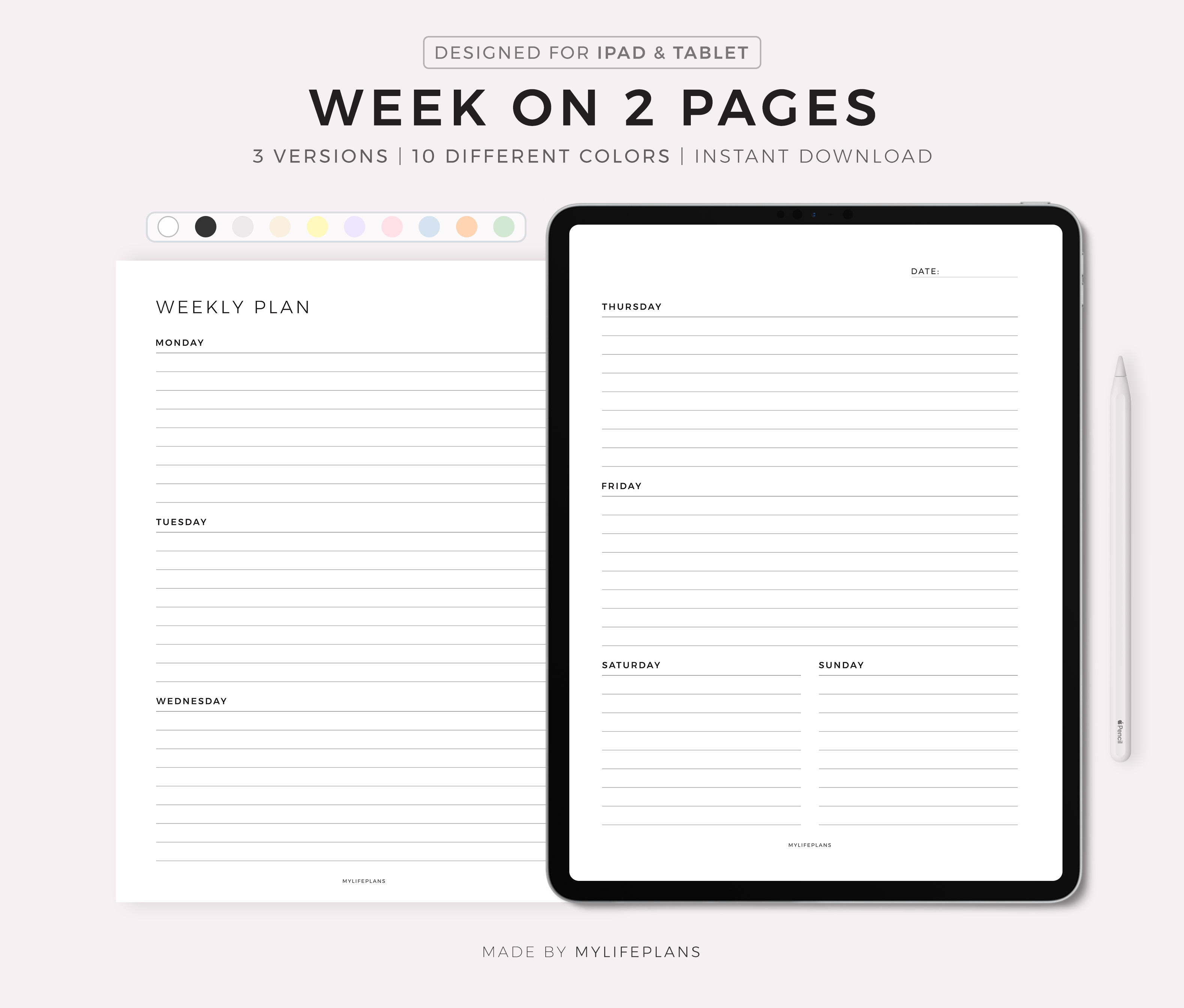 Week on 2 Pages Digital Planner for Goodnotes, Notability, Ipad - Payhip