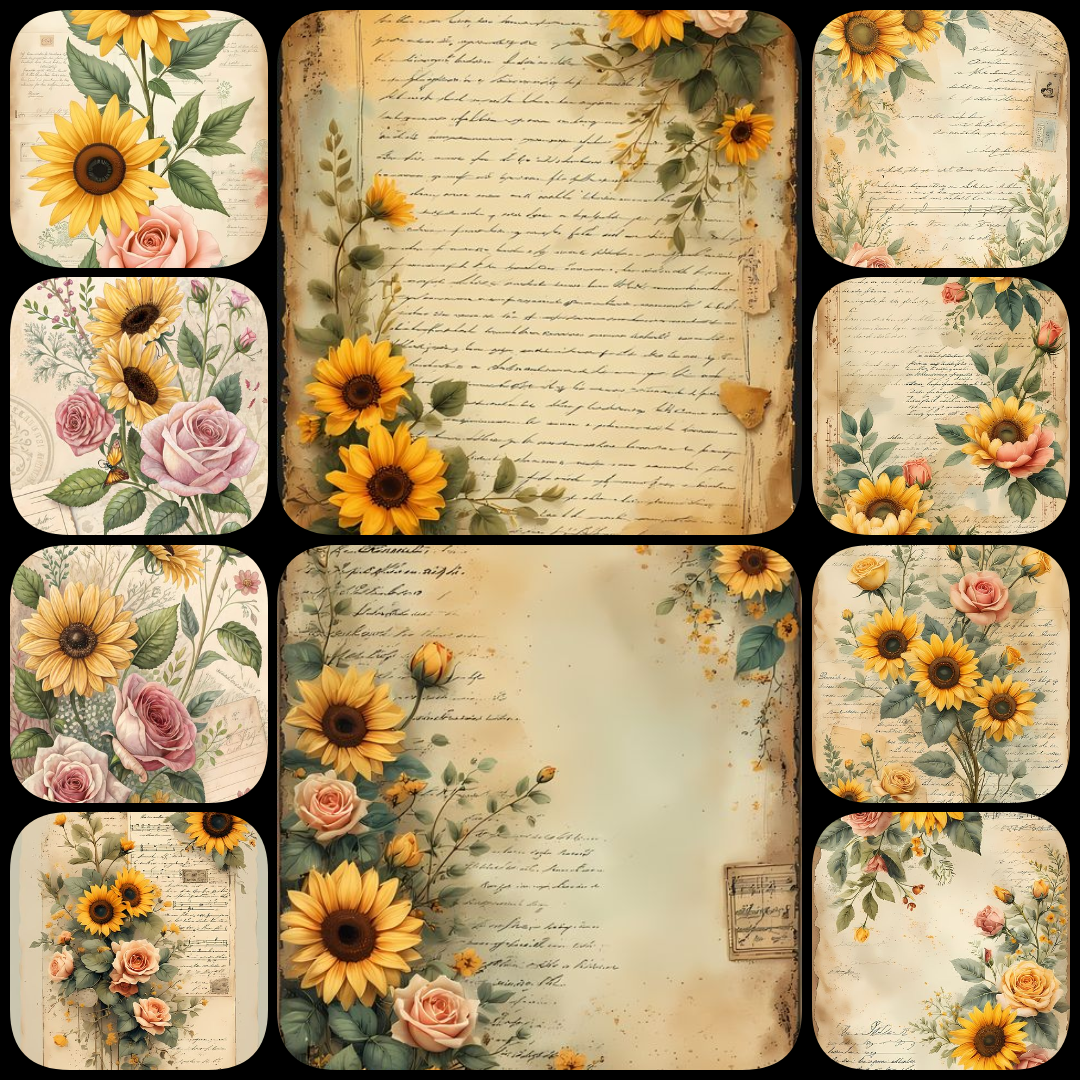 yellow flower PNGs, floral clipart bundle, sunflower digital art, watercolor floral images, abstract yellow roses, vintage flower illustrations, mixed media florals, geometric floral design, shabby chic scrapbook paper, yellow pansy PNG, high resolution f