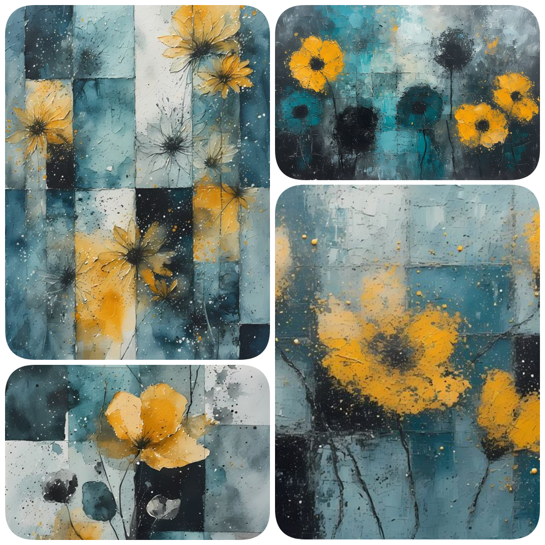 yellow flower PNGs, floral clipart bundle, sunflower digital art, watercolor floral images, abstract yellow roses, vintage flower illustrations, mixed media florals, geometric floral design, shabby chic scrapbook paper, yellow pansy PNG, high resolution f