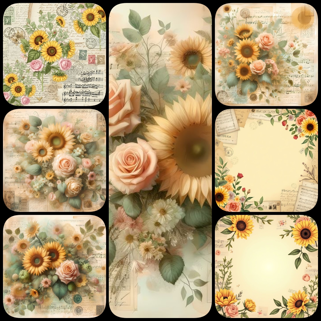 yellow flower PNGs, floral clipart bundle, sunflower digital art, watercolor floral images, abstract yellow roses, vintage flower illustrations, mixed media florals, geometric floral design, shabby chic scrapbook paper, yellow pansy PNG, high resolution f