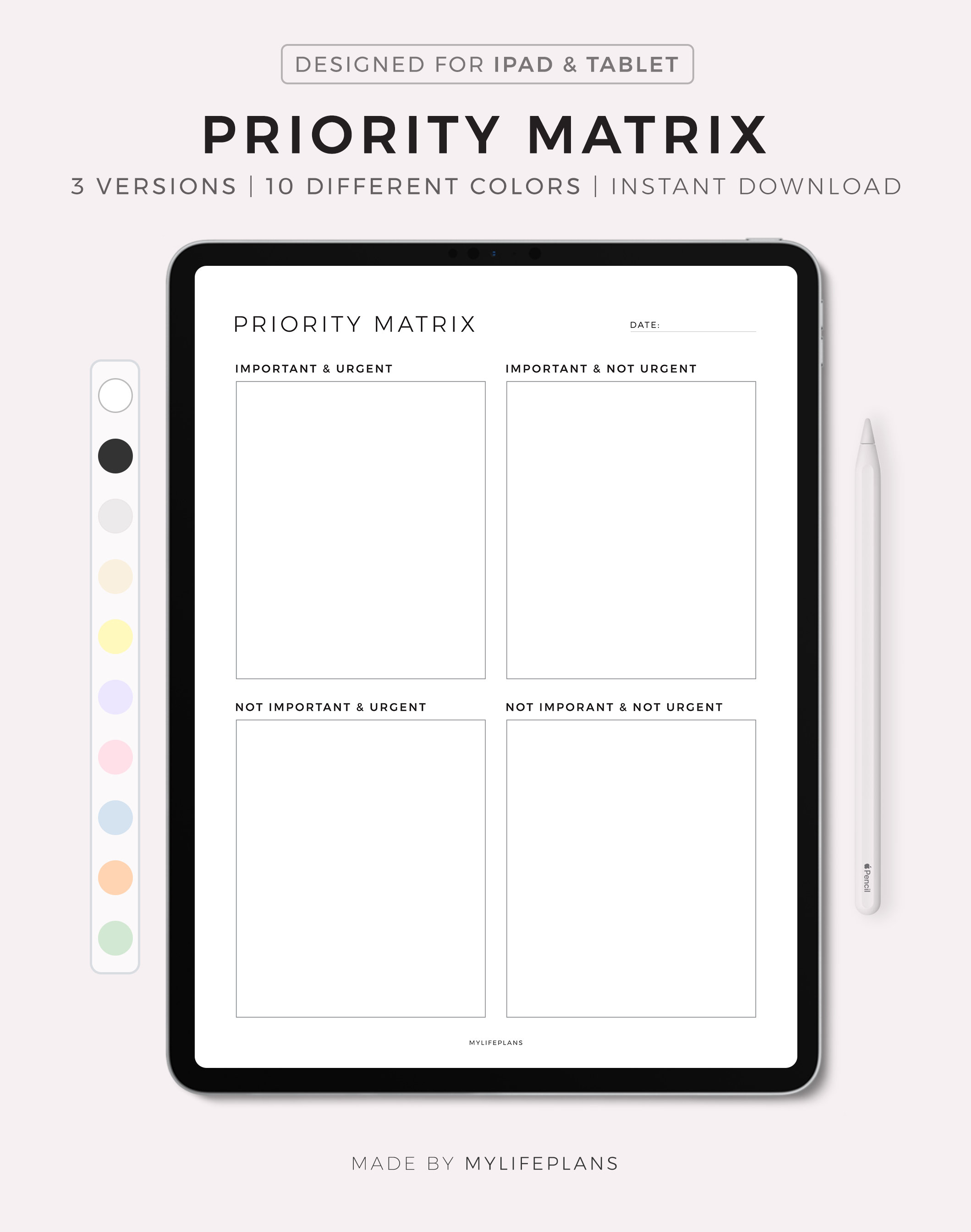 Priority Matrix Digital Template for Goodnotes, Notability, Ipad - Payhip