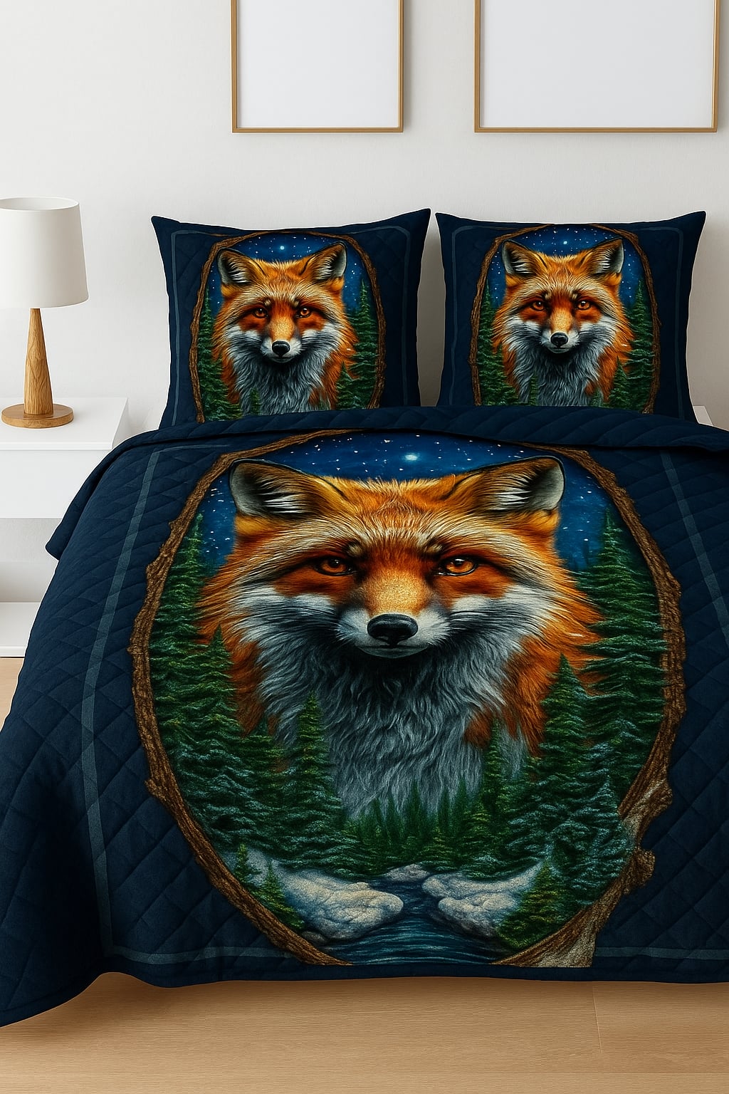 Printable Luxurious Quilt Set with Matching Pillows Foxy
