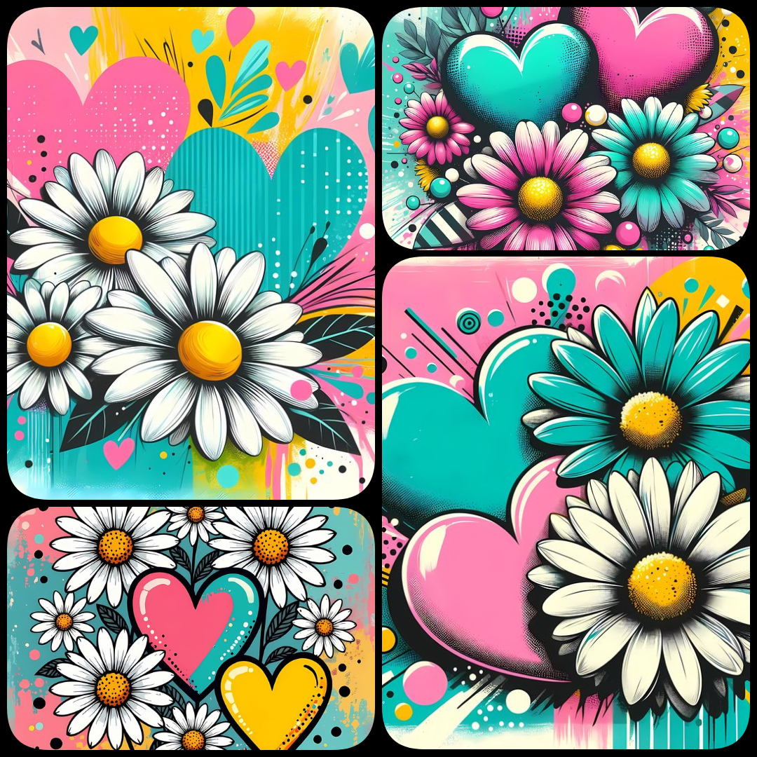 yellow heart clipart, heart PNG bundle, floral heart illustrations, vintage heart art, pop art heart design, painterly heart PNGs, 3D heart artwork, oil painted hearts, romantic heart graphics, retro heart flowers, impasto heart art, high resolution heart