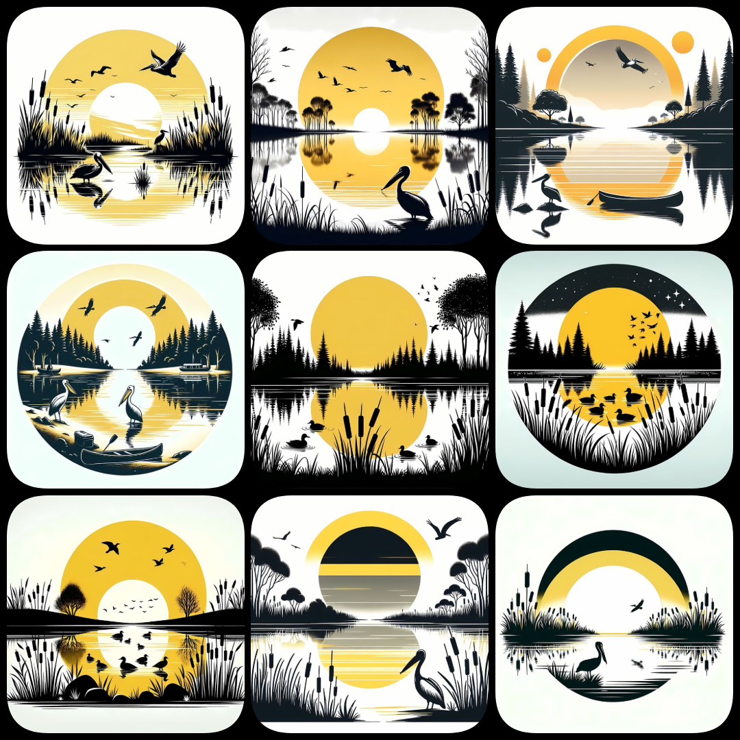 autumn nature clipart, yellow landscape PNG, fall lake illustration, watercolor autumn trees, golden hour digital art, yellow toned nature prints, high resolution autumn art, painterly forest scenes, sunset over lake art, minimal color landscape PNGs, fal