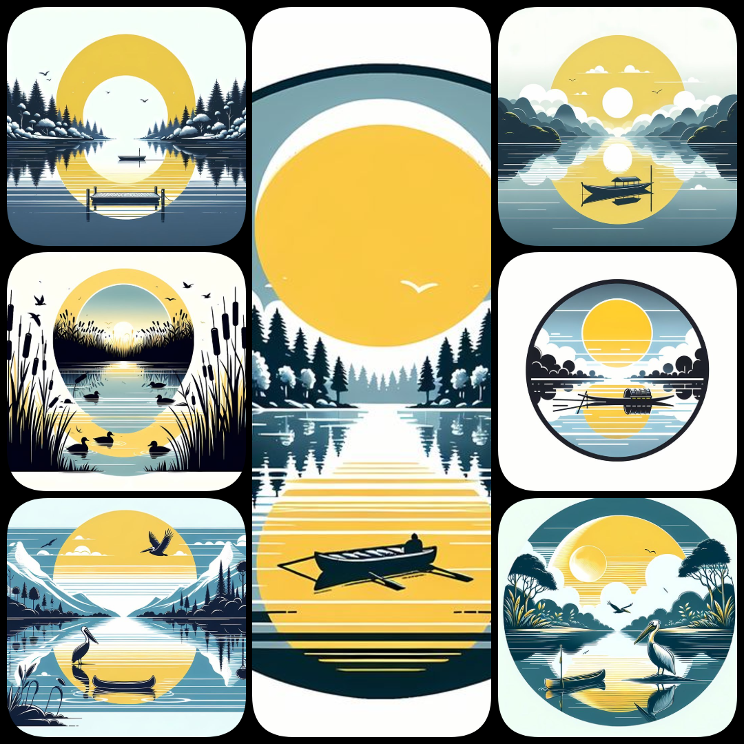 autumn nature clipart, yellow landscape PNG, fall lake illustration, watercolor autumn trees, golden hour digital art, yellow toned nature prints, high resolution autumn art, painterly forest scenes, sunset over lake art, minimal color landscape PNGs, fal