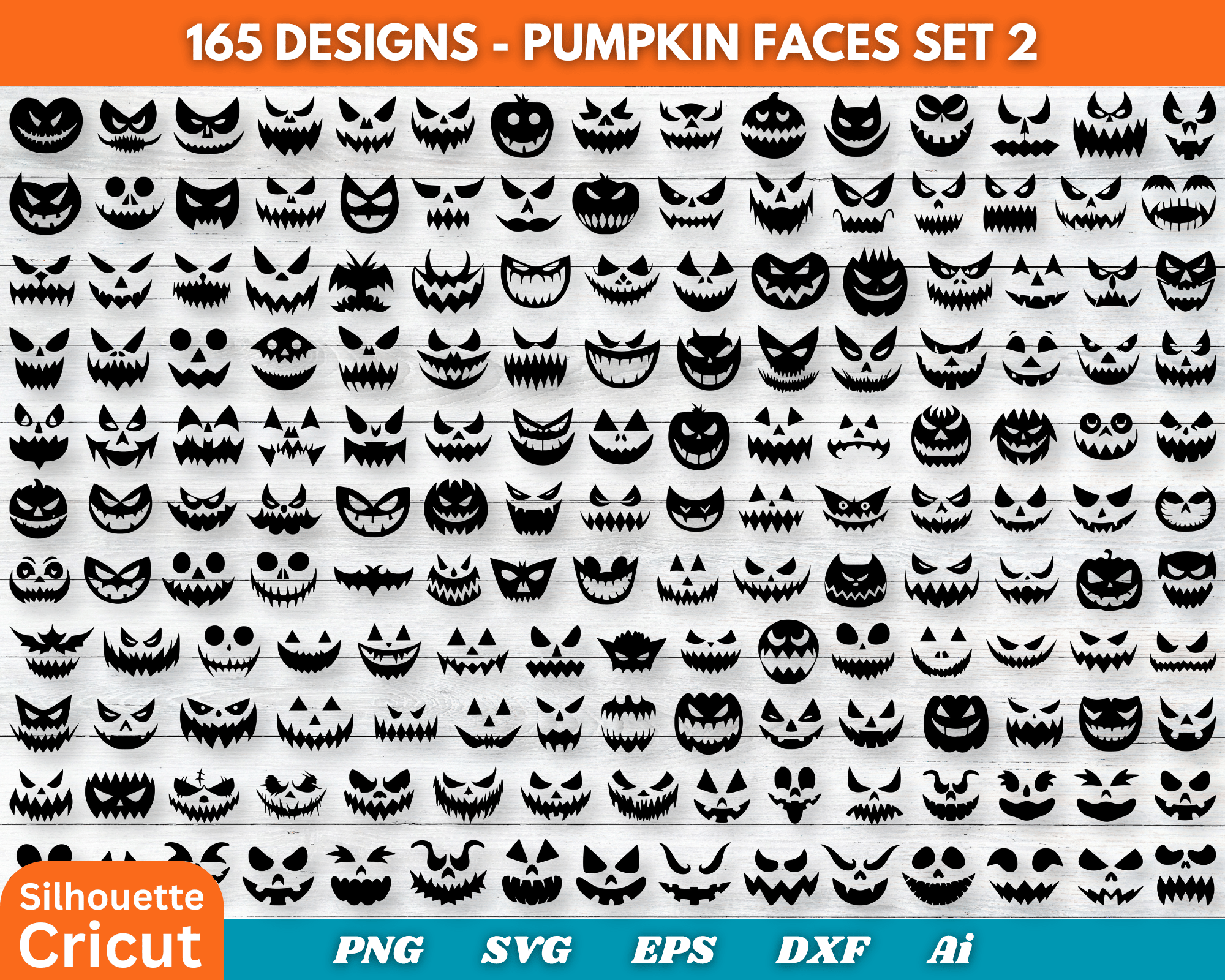 Pumpkin Face SVG Bundle, Jack O Lantern Faces, Pumpkin Face Clipart ...