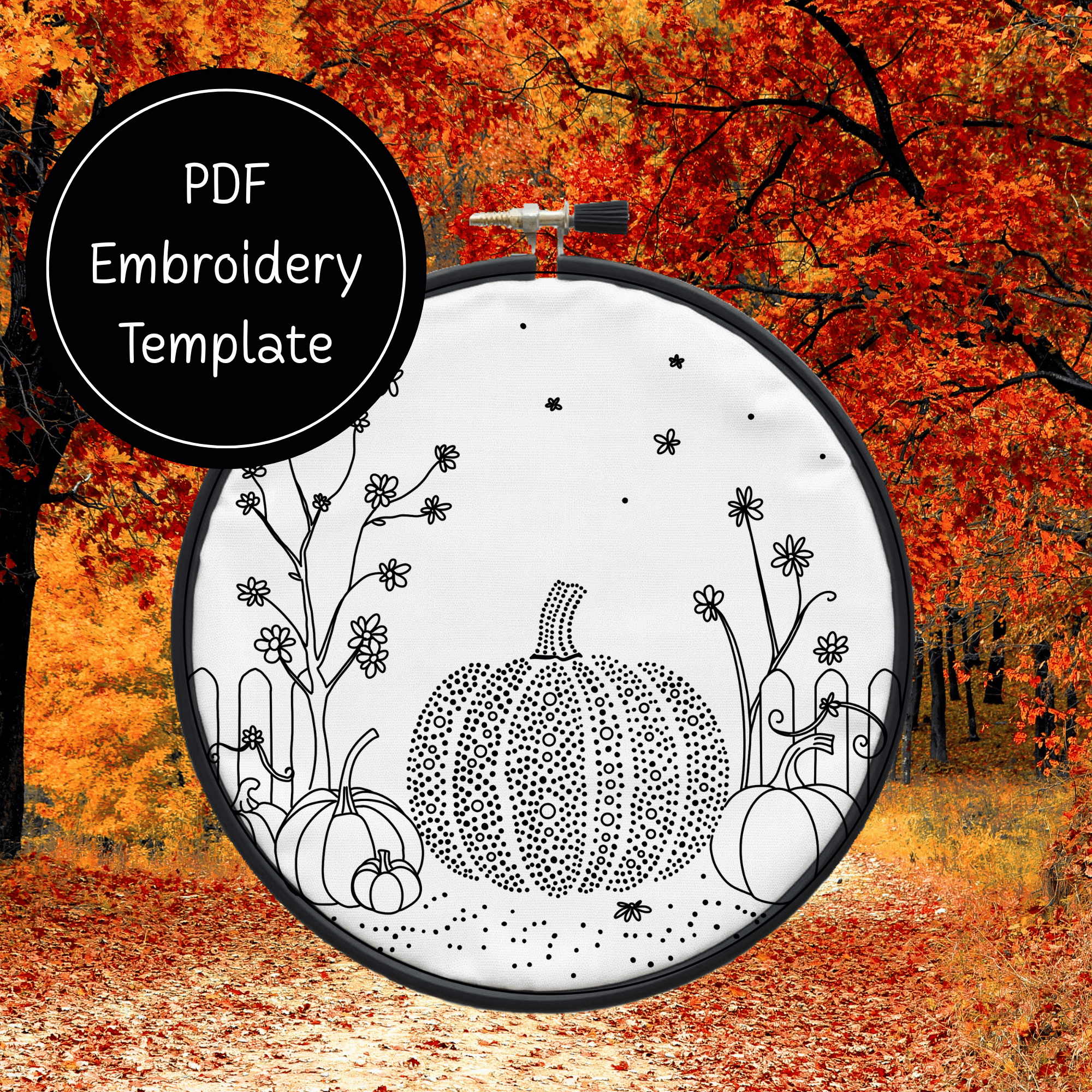 Fall Pumpkin Hand Embroidery Template PDF - DIY Fall Design For Hand ...
