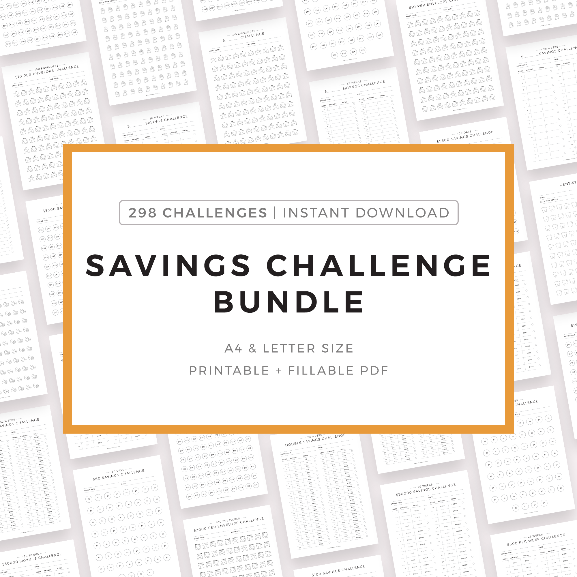 Savings Challenge Inserts Bundle Printable, A4/Letter, Instant Download ...