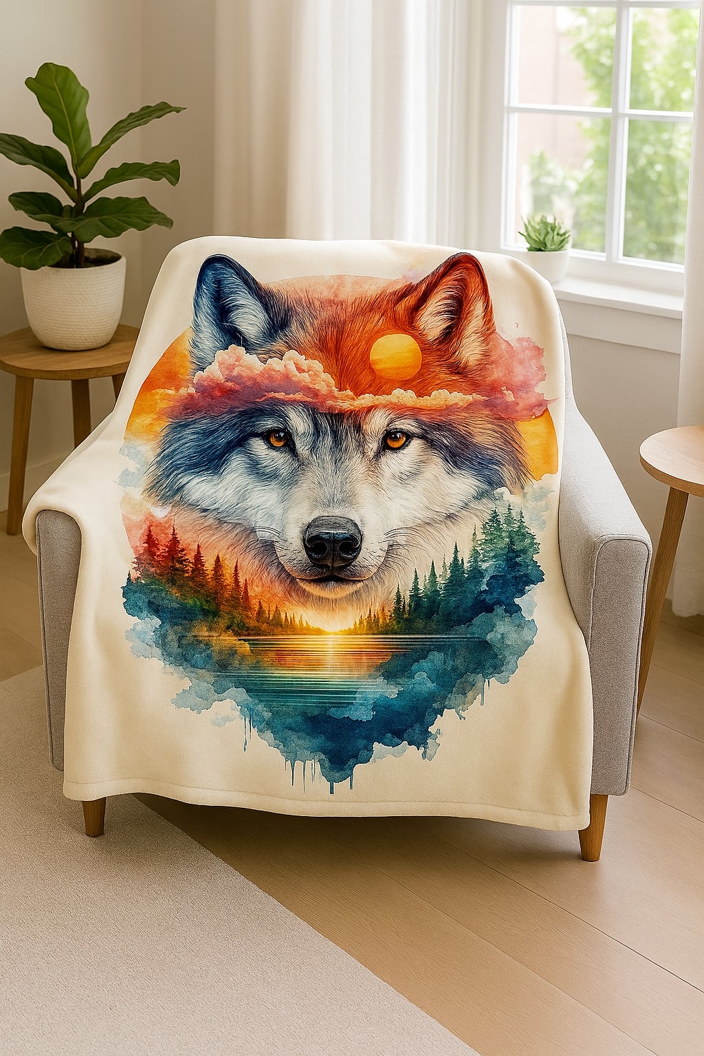 Microfleece Blanket Design Files Wolf Water Color