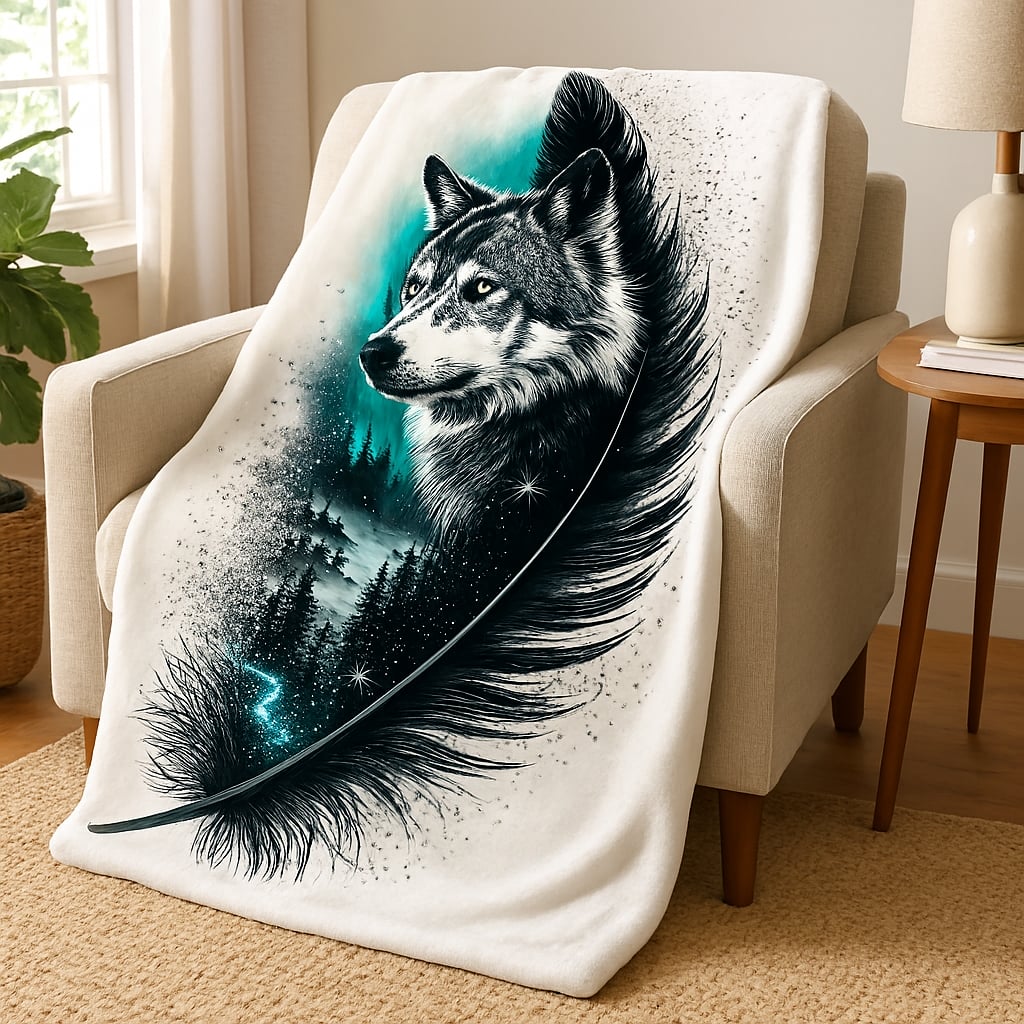 Microfleece Blanket Design Files Wolf Feather