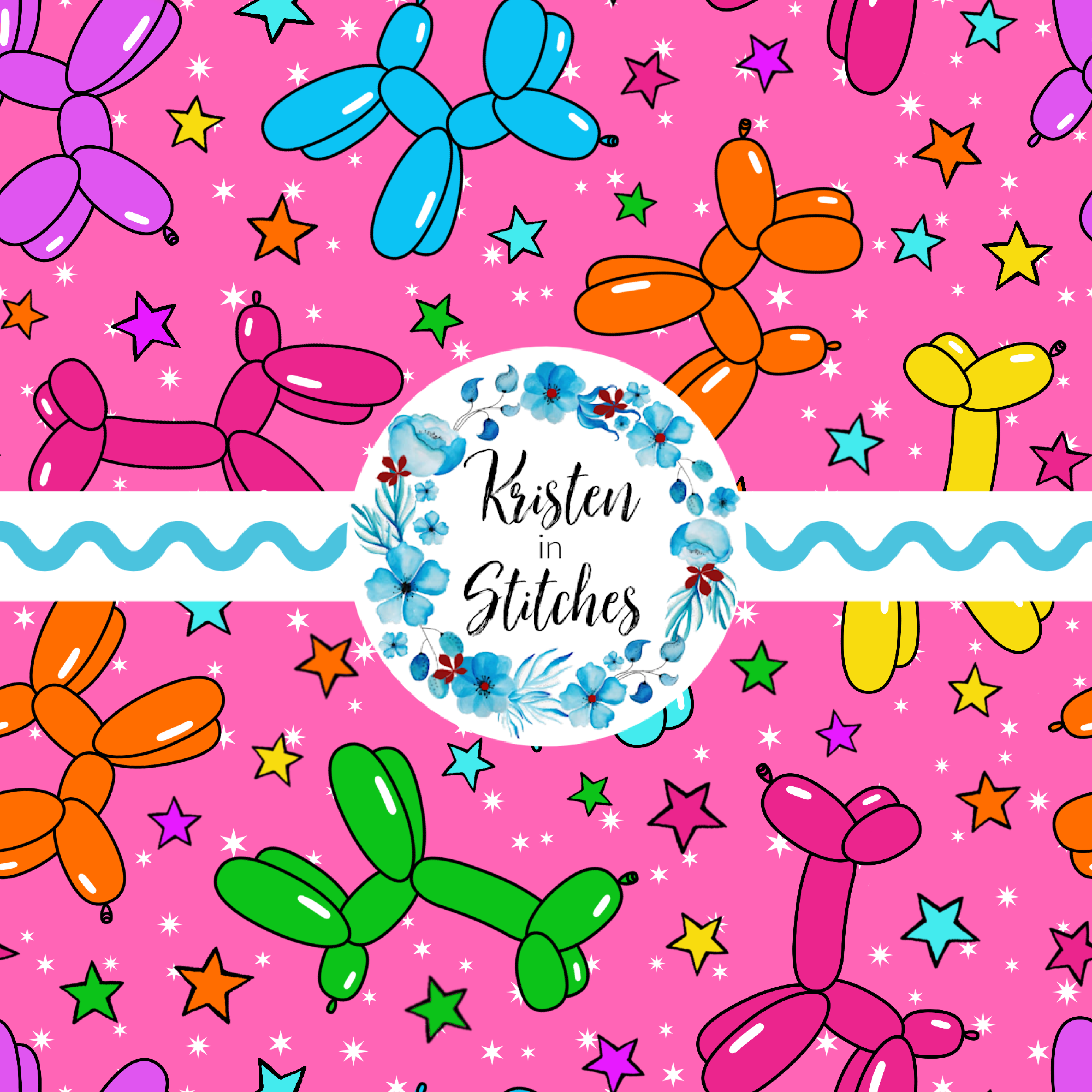 Party Pups Neon Rainbow Balloon Dogs Seamless Pattern - Payhip