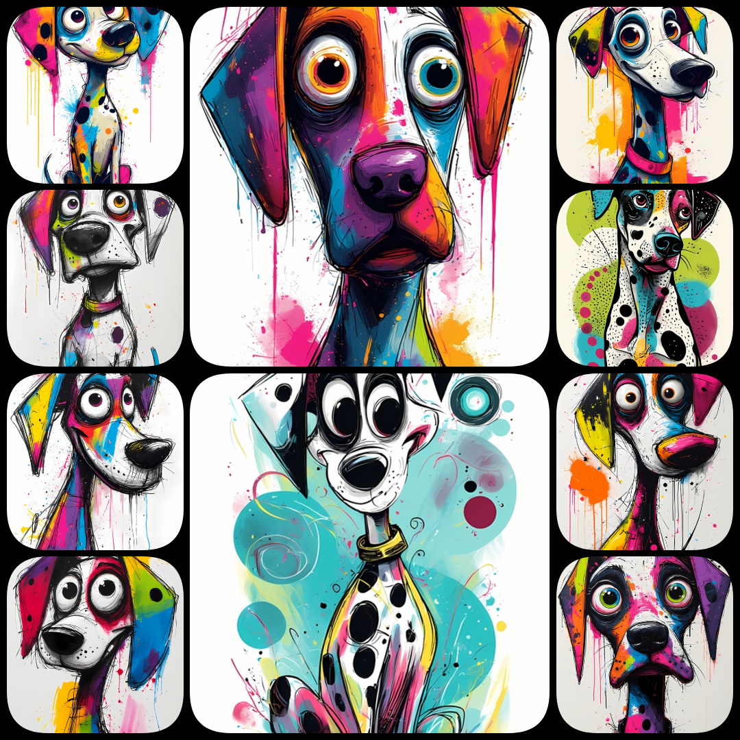 Dalmatian art bundle, Dalmatian clipart, Dalmatian digital download, dog art bundle, Dalmatian wall art, Pop Art Dalmatian, cartoon Dalmatian, cubism dog art, abstract Dalmatian art, vintage Dalmatian images, mixed media dog art, printable Dalmatian image