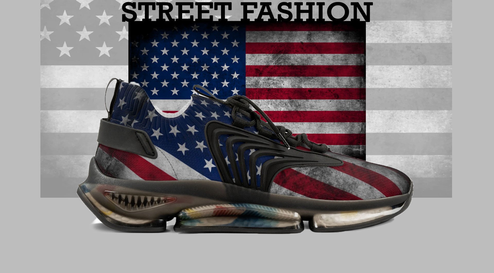 Streetwear sneakers with creative digital design prints