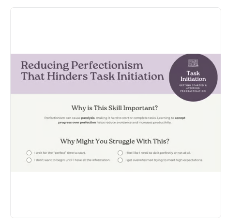 Task Initiation – Executive Functioning Worksheets (5 Two-Page Worksheets)