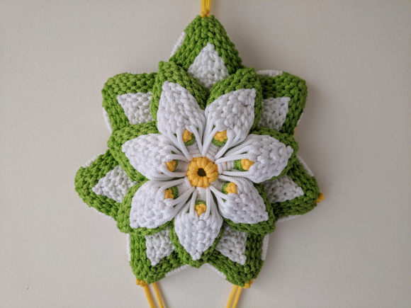 Wall Hanging 3D Flower, Macrame Pattern