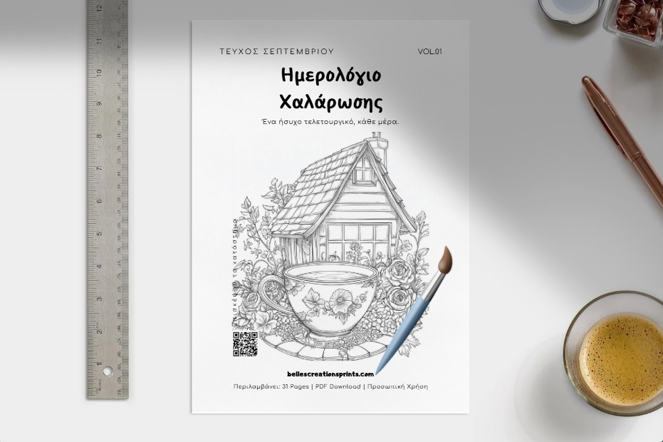 Ημερολόγιο Χαλάρωσης - μηνιαία συνδρομή με σελίδες ζωγραφικής και αυτοφροντίδας για ενήλικες