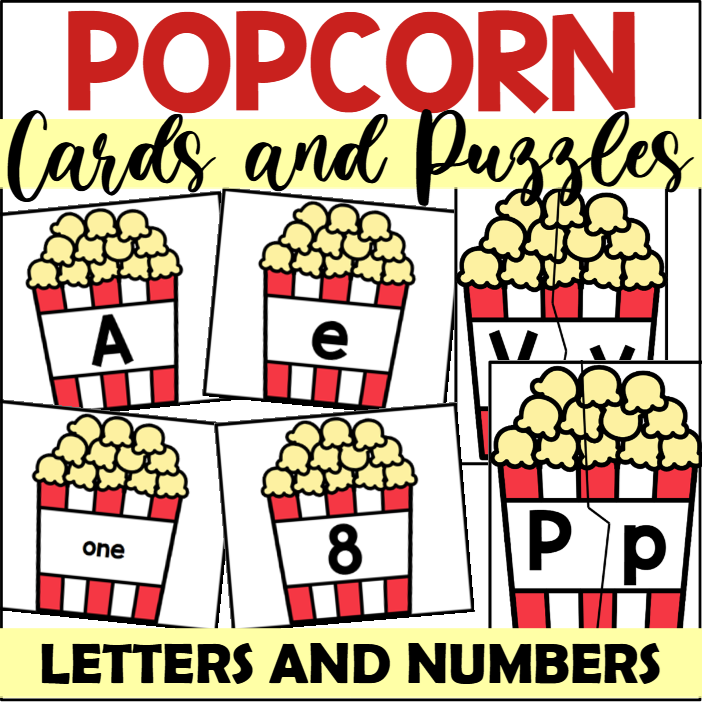 Popcorn Alphabet and Number Cards and Puzzles